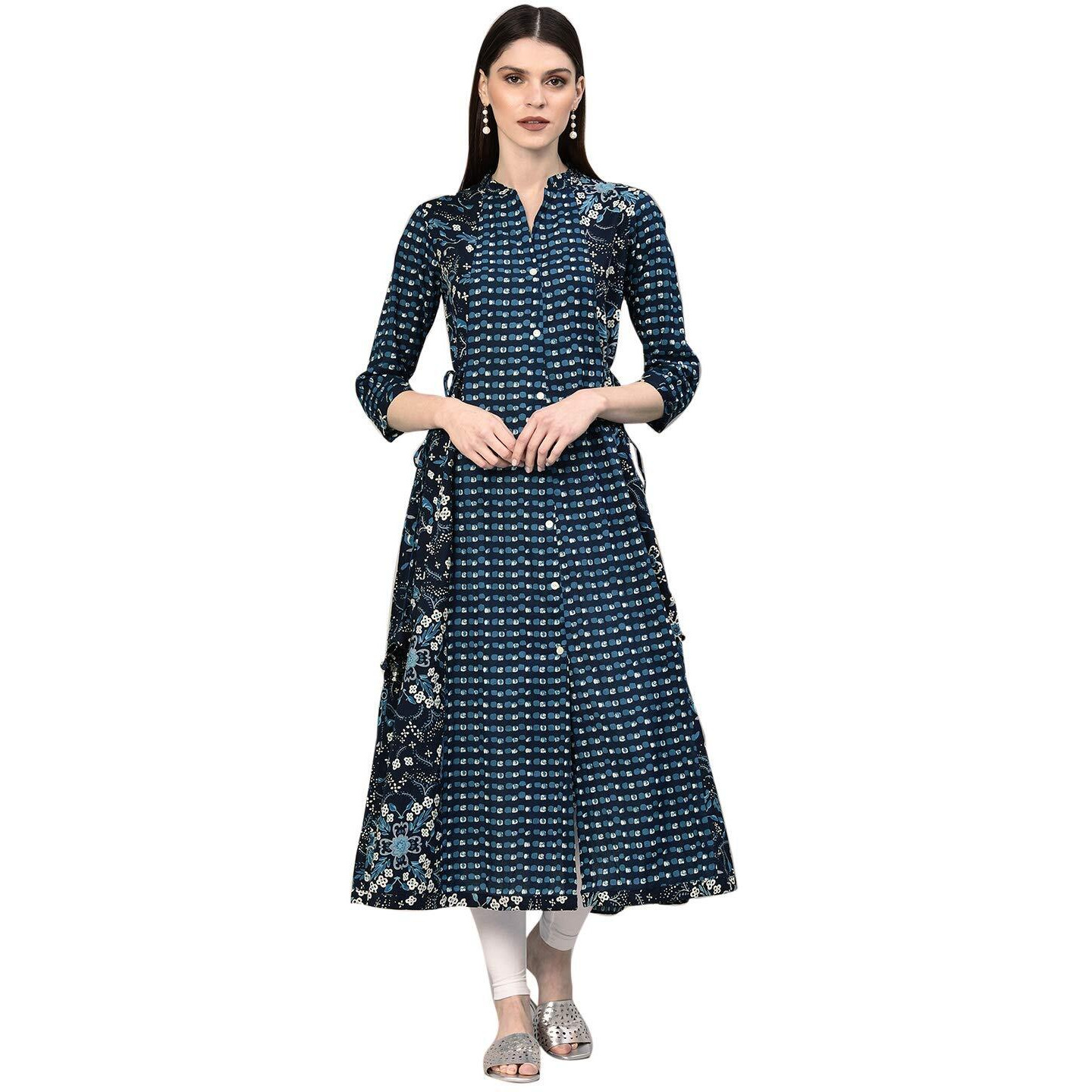 Divena Women's Cotton A-Line Kurta (DK0530-XXL_Navy Blue_X-Large)