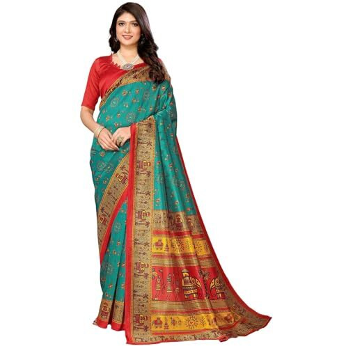 Priyashi Women's Woven Saree with Matching Unstitched Blouse and Soft Art Silk Fabric Ultimate Comfort-Suitable for Parties, Festivals, Weddings (AZ-PY-P3-POORVI-Parent_Rama)