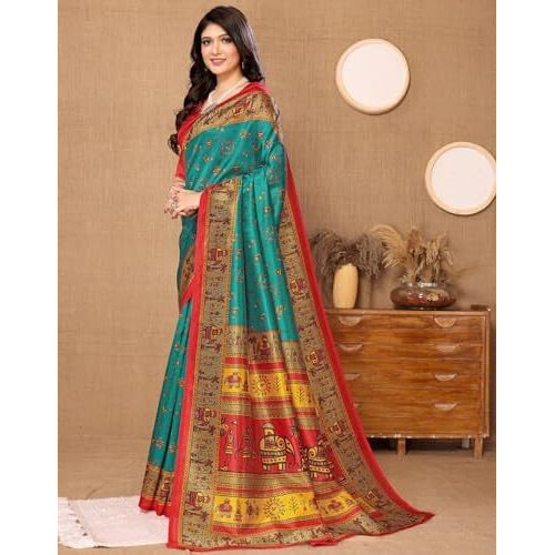 Priyashi Women's Woven Saree with Matching Unstitched Blouse and Soft Art Silk Fabric Ultimate Comfort-Suitable for Parties, Festivals, Weddings (AZ-PY-P3-POORVI-Parent_Rama)