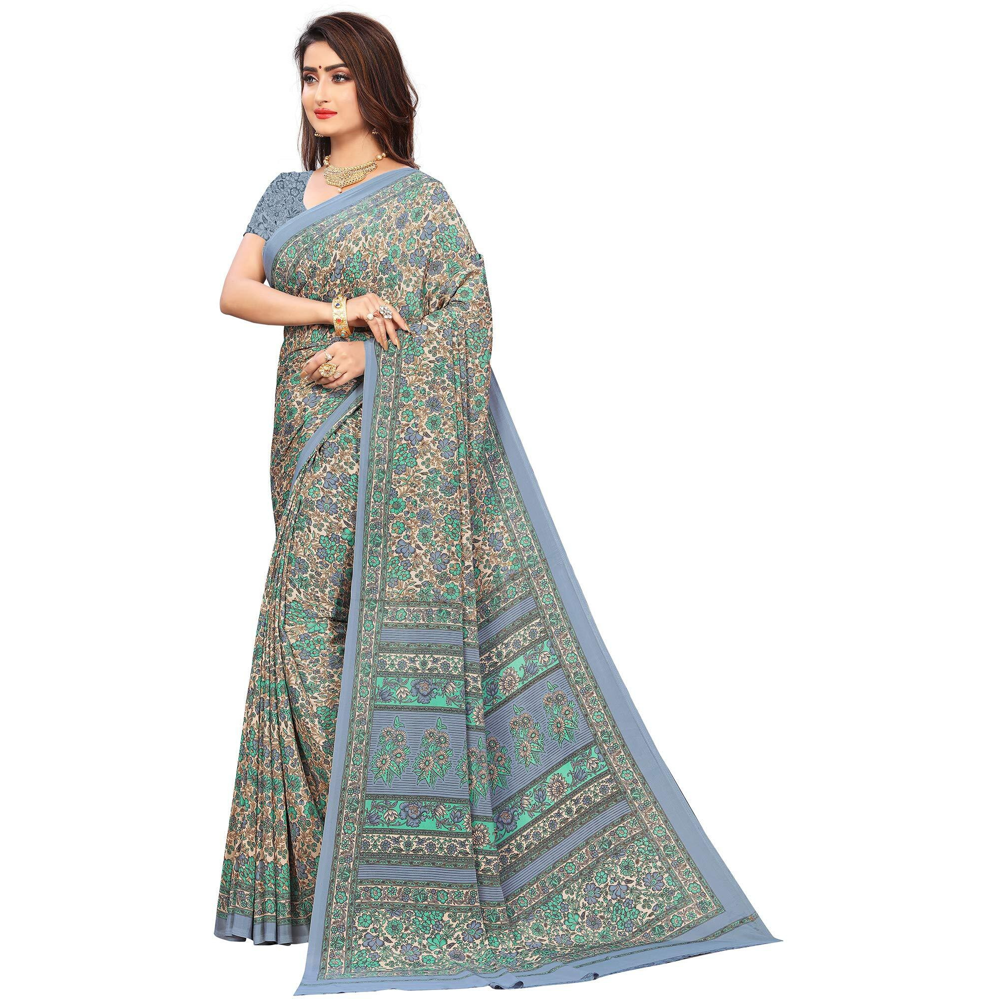 Vimla Women's Mysore Silk Crepe Saree With Unstitched Blouse Piece (1602_AC Multicolored)