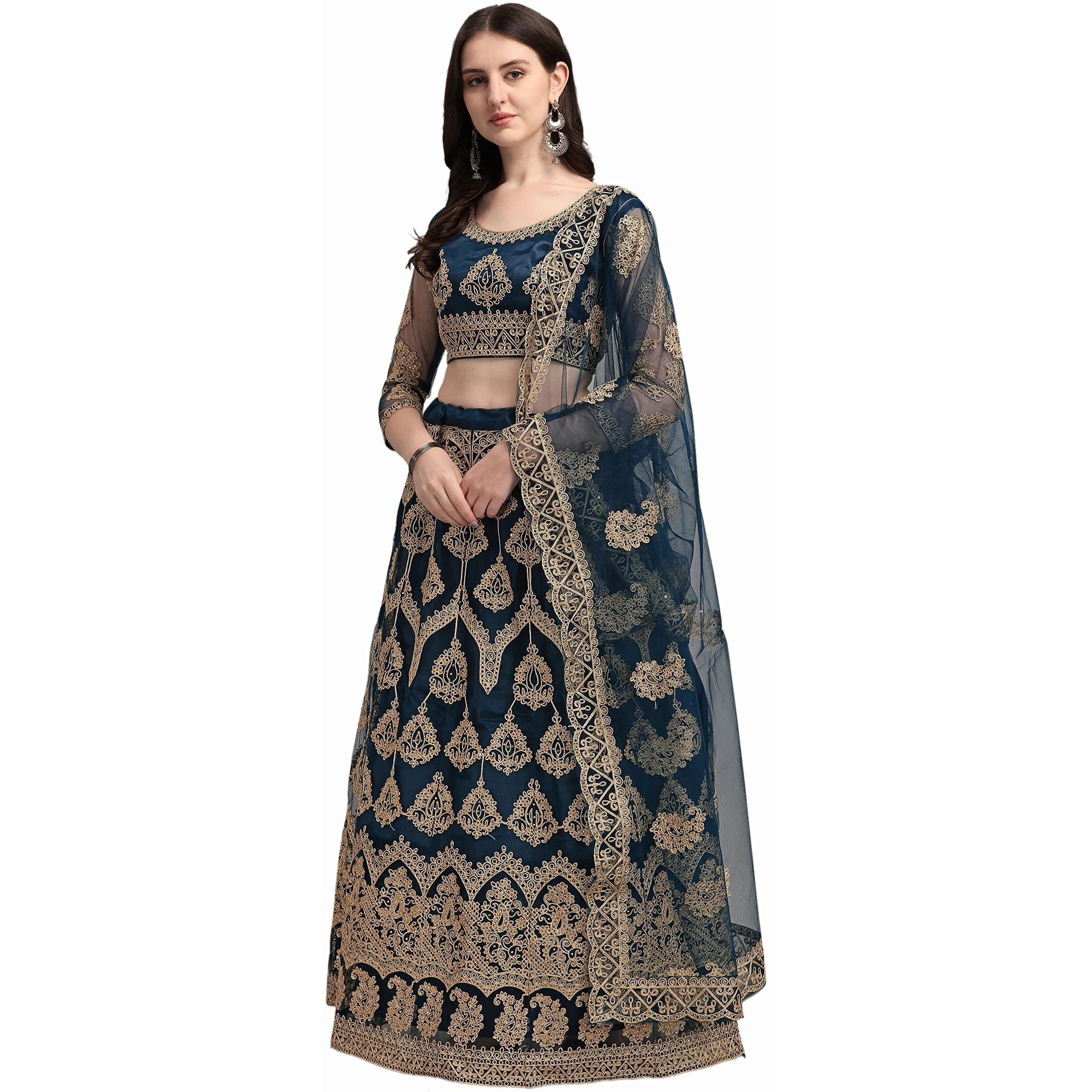 PATLANI chain embroderied with Stone Work Woman s Flered Semi Stitched Lehenga choli Purple 2ton Cream.