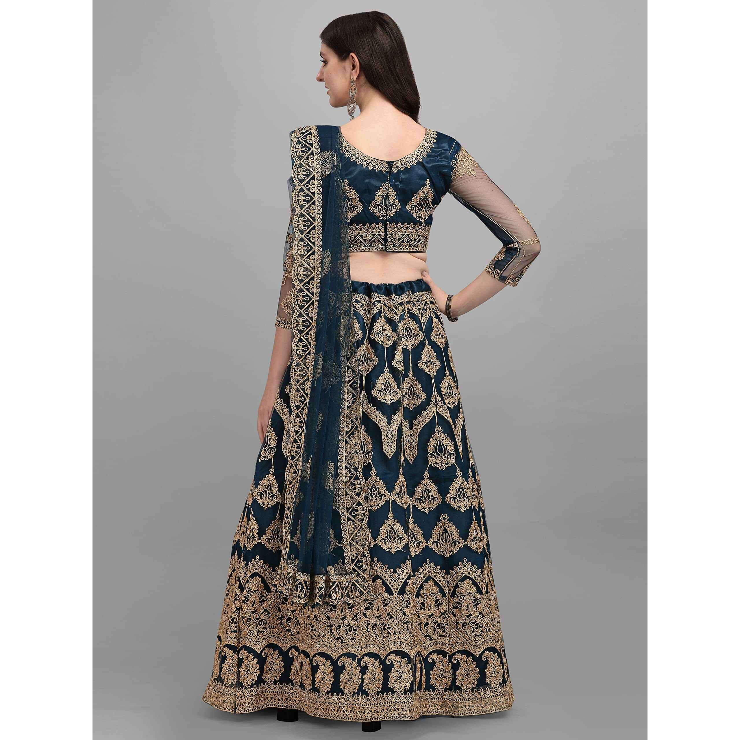 PATLANI chain embroderied with Stone Work Woman s Flered Semi Stitched Lehenga choli Purple 2ton Cream.