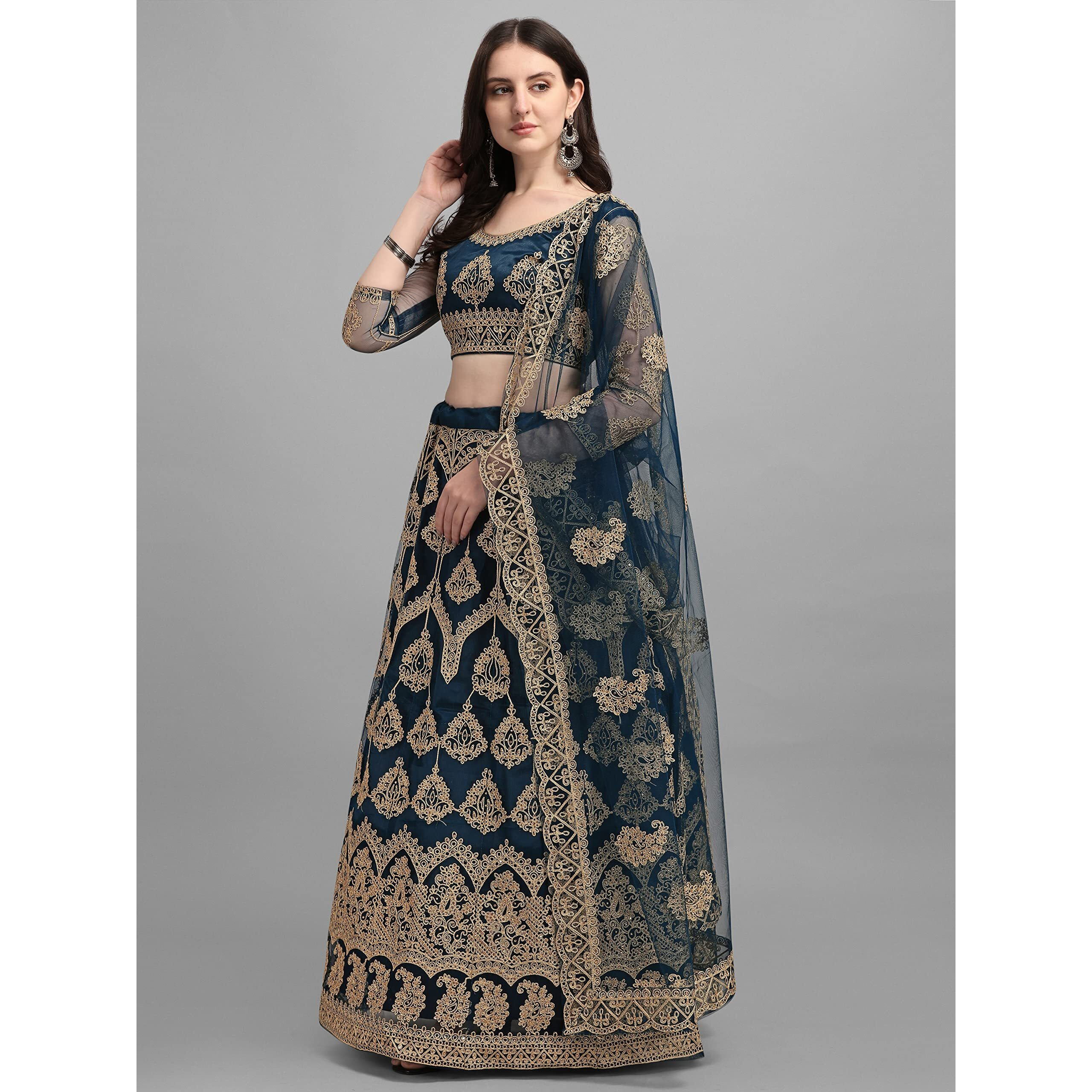 PATLANI chain embroderied with Stone Work Woman s Flered Semi Stitched Lehenga choli Purple 2ton Cream.