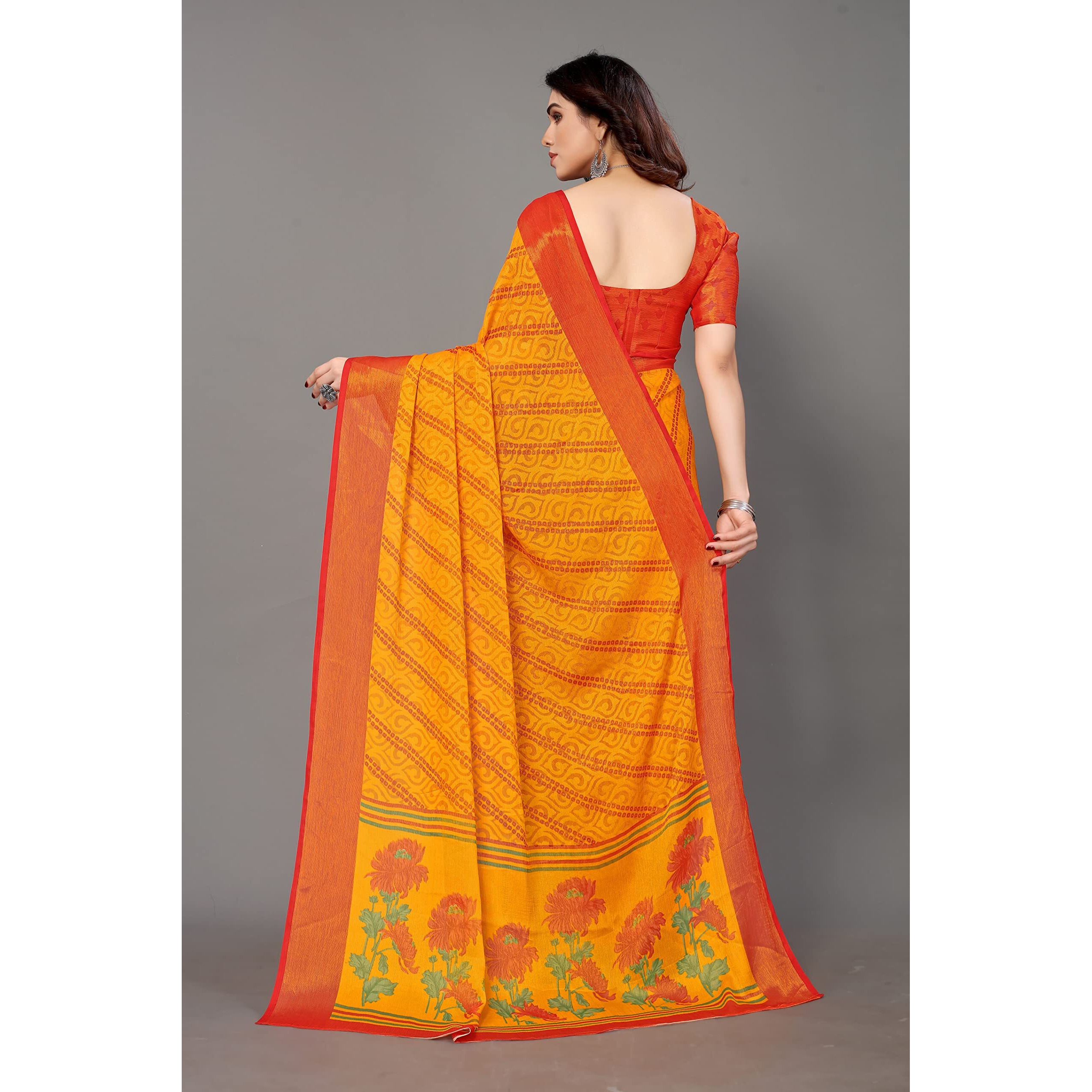 Bee M Pee Designer Banarasi Brasso (Printed Sarees for Women Collection_Mustard)