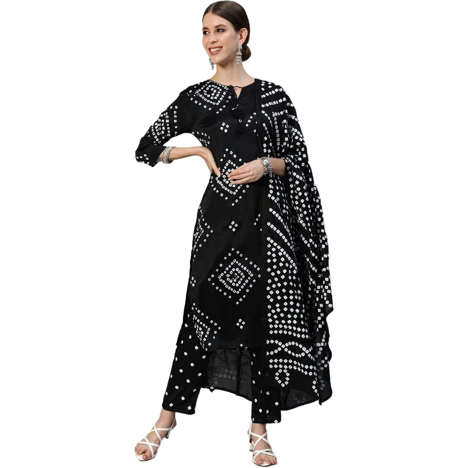 ishin Women's Silk Blend Embroidered Straight Kurta suit set With Dupatta & Pants DhKpldsgl-18035_M_Black