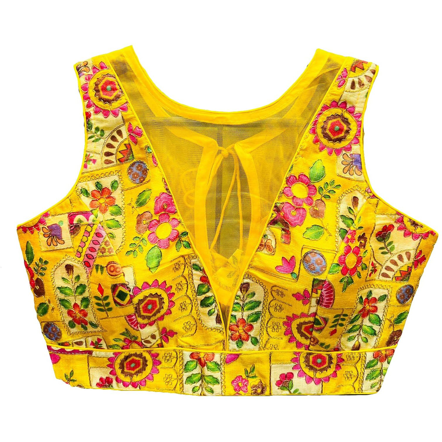 Vihu Fashion Women's Phanotm Silk Floral Sleeveless Saree Blouse