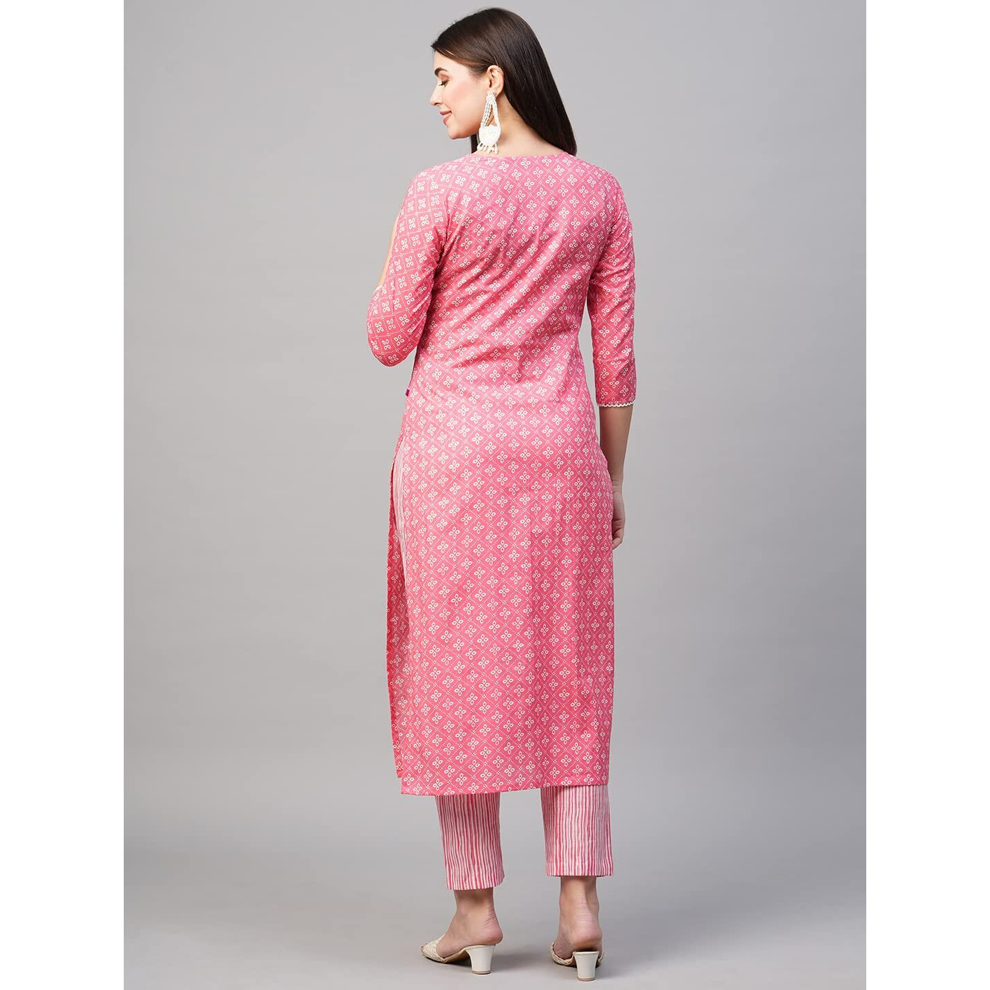 ANNI DESIGNER Women's Cotton Blend Straight Printed Kurta with Pant (Tai Pink_XXL_Pink_XX-Large)