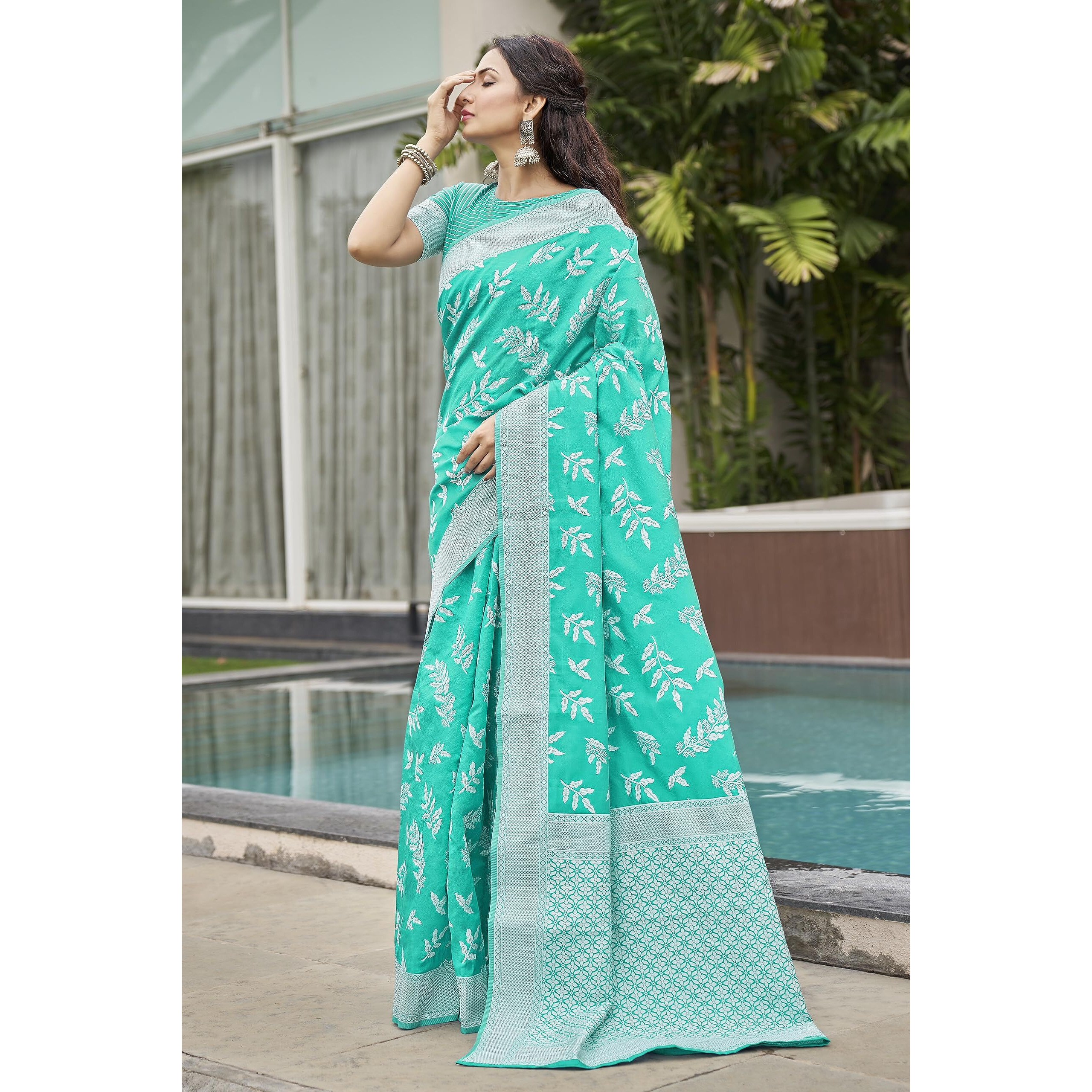 Glory Sarees Womens Banarasi Silk Saree With Blouse Piece (Kalamkari108_LightRama)