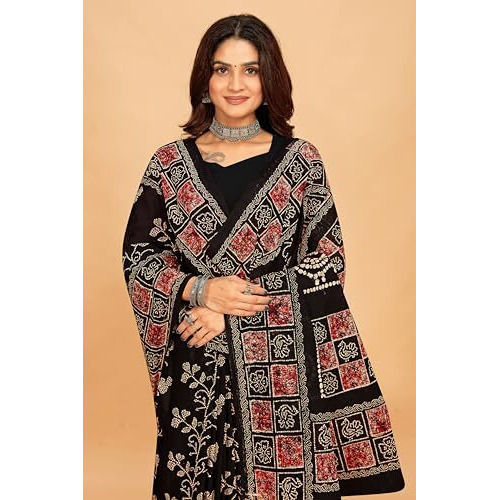 Tamaira Fashion Women's Plain Cotton Saree (2489_Black