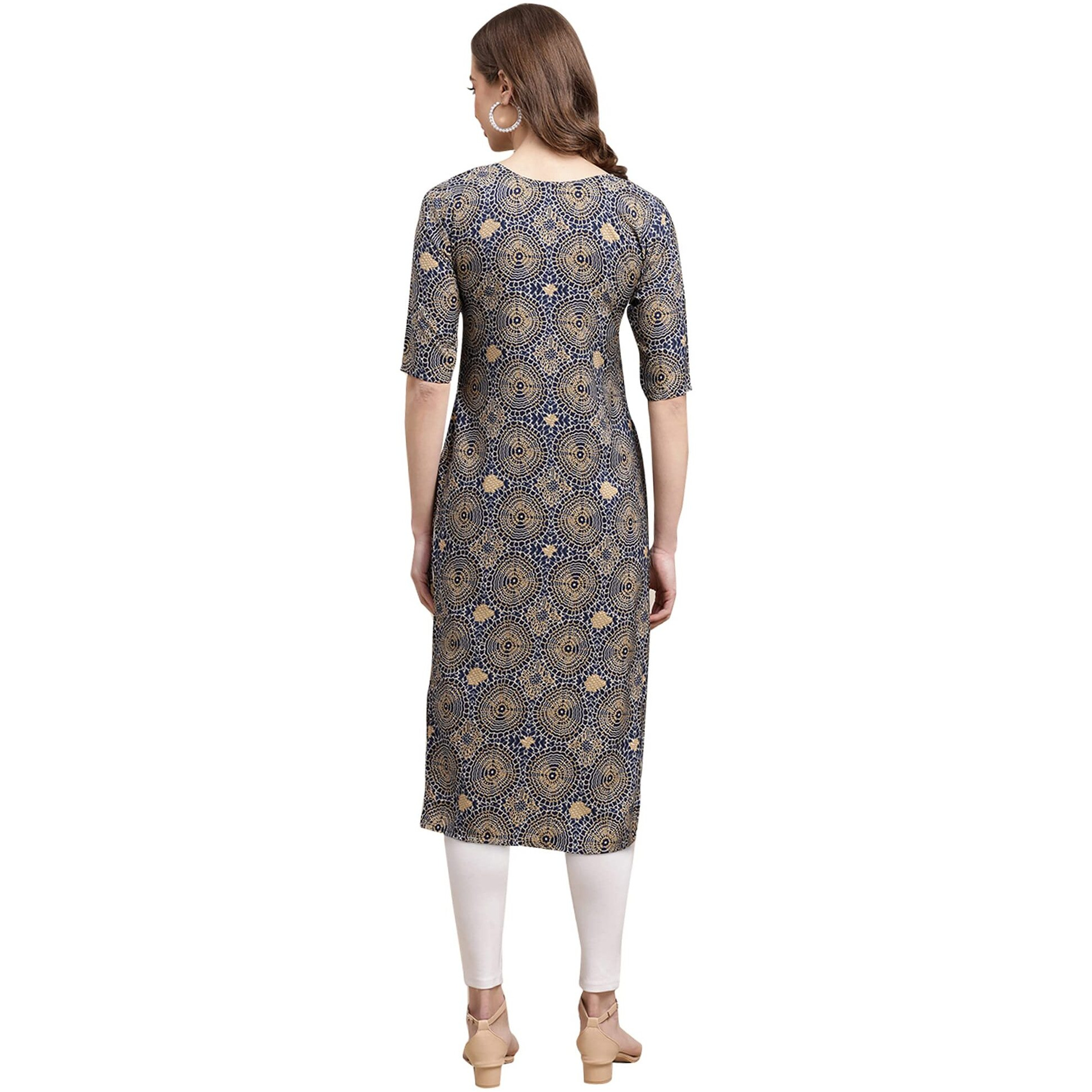 Pinkmint Women's Crepe Digital Print Straight Kurta Pack of 6