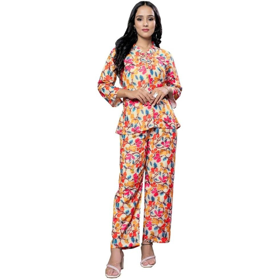 Leriya Fashion co ord Set for Women | Summer co ord Set for Women | Formal co ord Set for Women | Women co ord Set (XX-Large, Yellow)