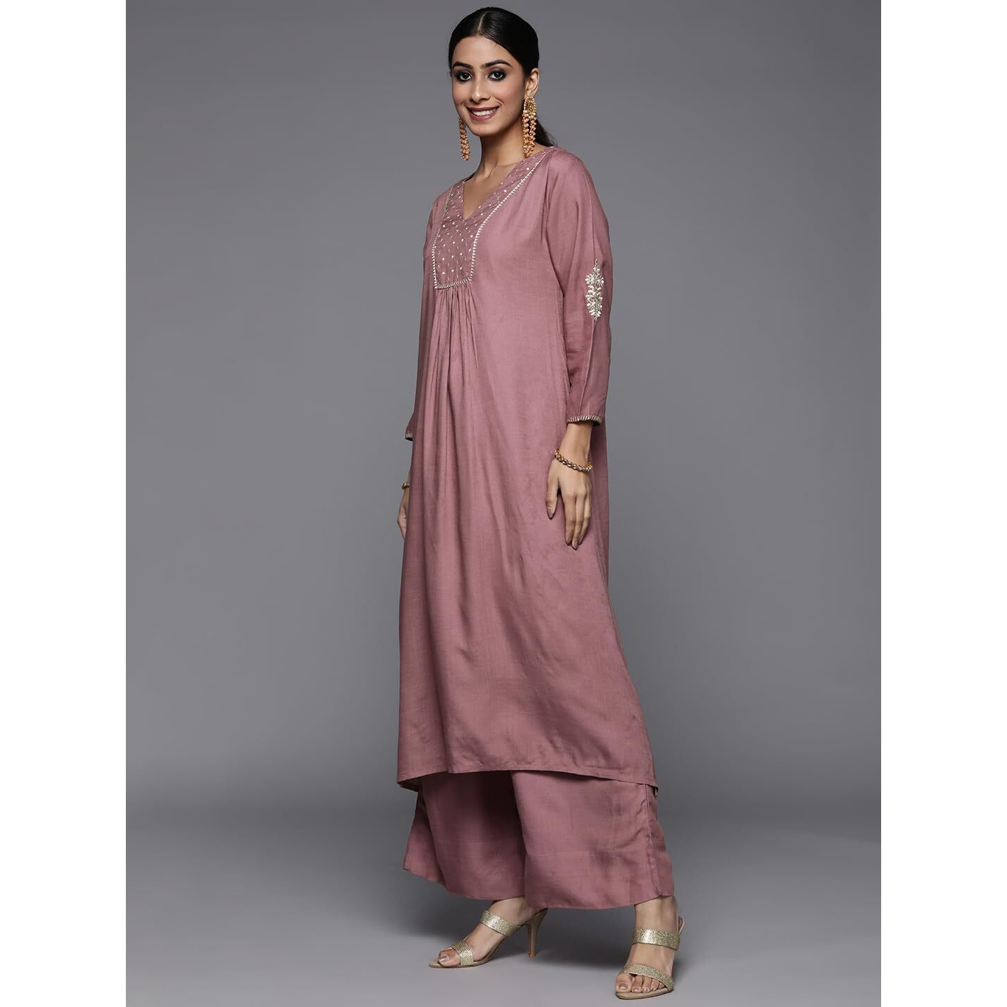 Varanga Women's Viscose Kurta Set (NV_VSKD2235_Pink