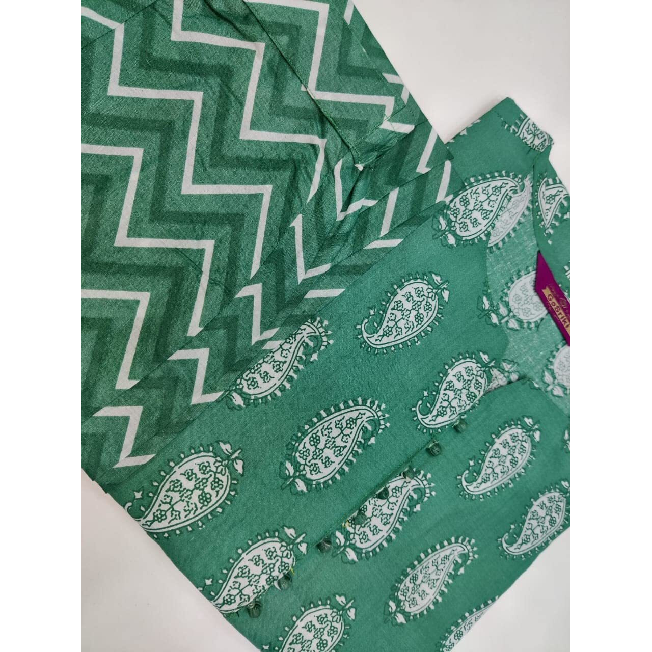 ANNI DESIGNER Women's Cotton Blend Printed Straight Kurta with Pant (Jugnu Green_XL_Green_X-Large)
