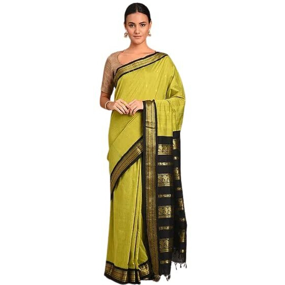 Flosive Women's Kanjivaram Pure Zari Woven Soft Silk Saree With Blouse Piece (MIX (PARROT)