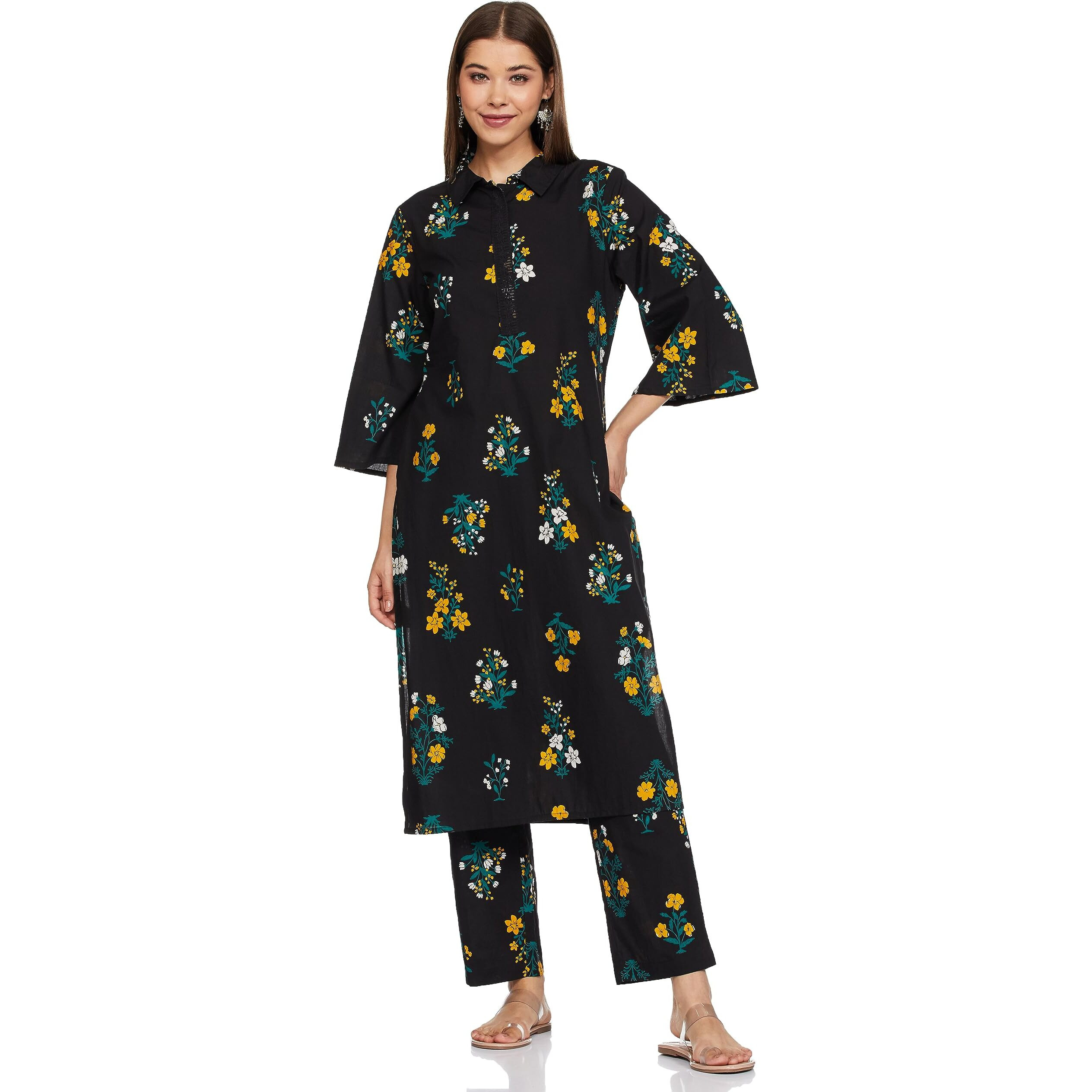 Amazon Brand - Myx Women's Cotton Salwar Suit (PAG 306 A_Black1_XS)