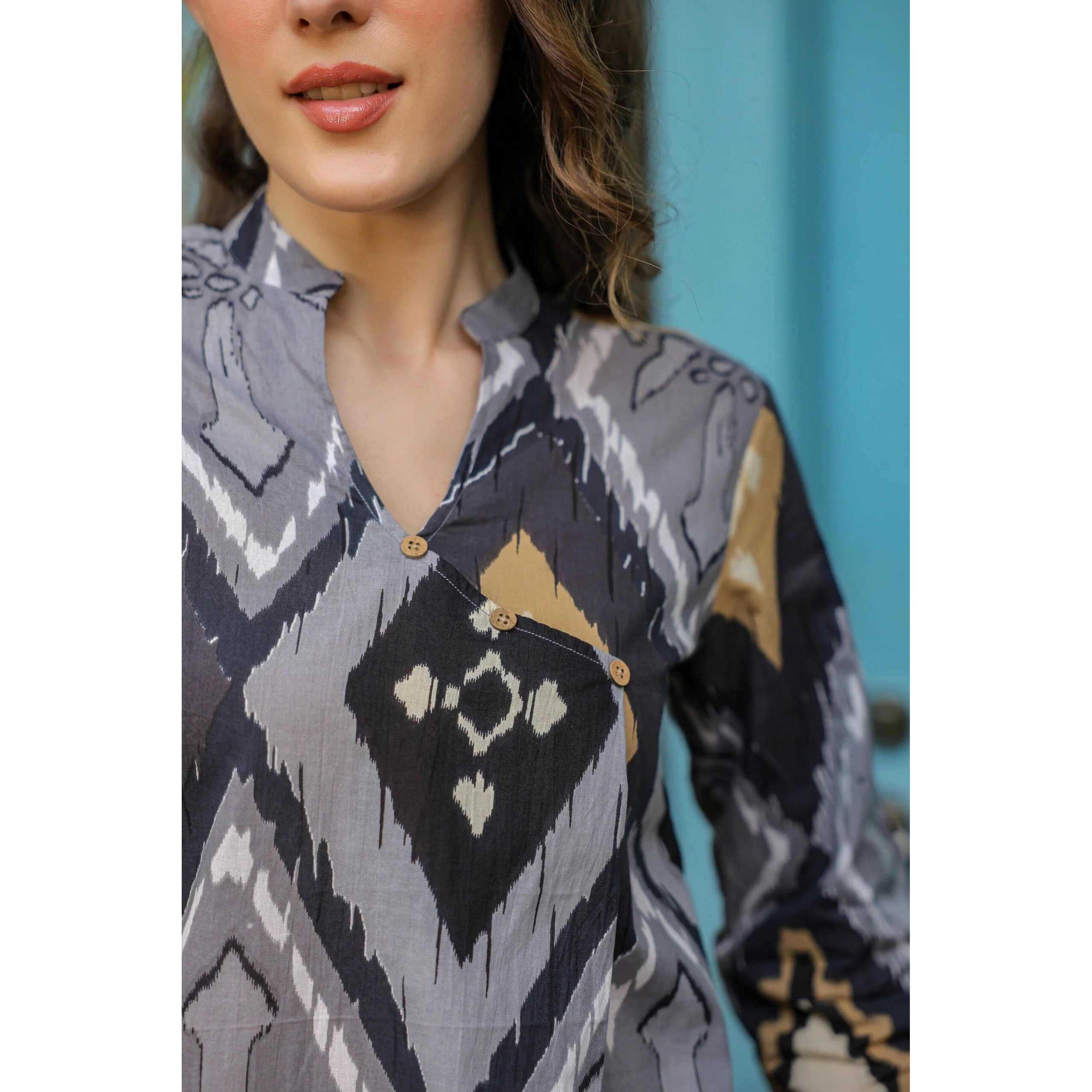 KLOSIA Women Kurta Set for Women | Co-ords Set | Kurta Pant Set | Coordinate Set | Summer Suit | Printed Short Kurti with Pant Set | (Small) Black