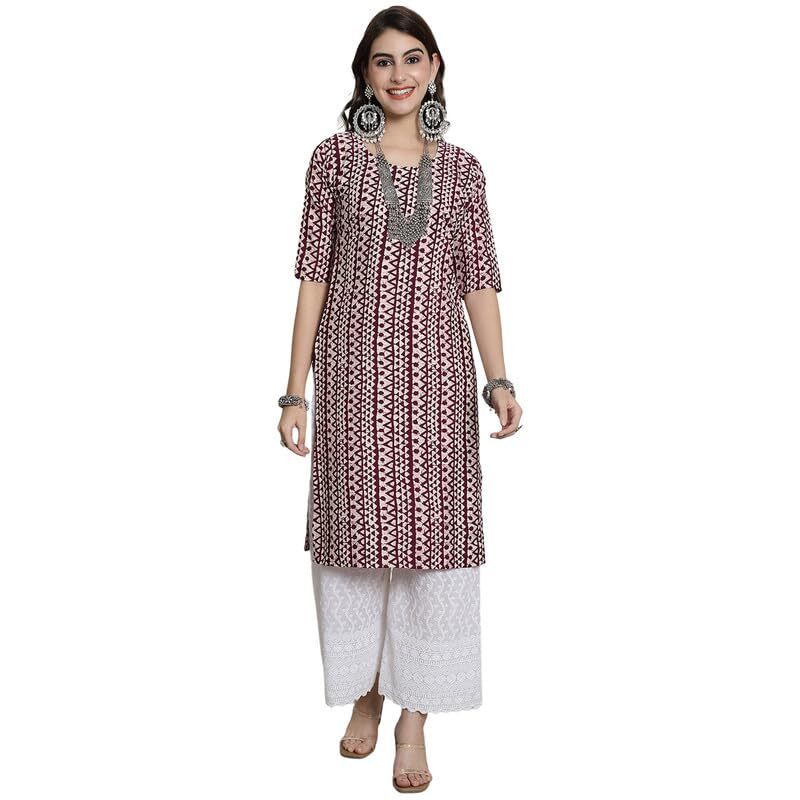 7Threads Kurti for Women|Kurti|Kurta|Kurta for Women|Crepe Kurti|Printed Kurta|Crepe Straight Kurti Kurti_AS_530347_XL Purple
