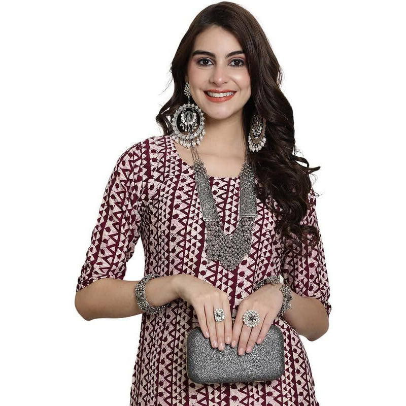 7Threads Kurti for Women|Kurti|Kurta|Kurta for Women|Crepe Kurti|Printed Kurta|Crepe Straight Kurti Kurti_AS_530347_XL Purple