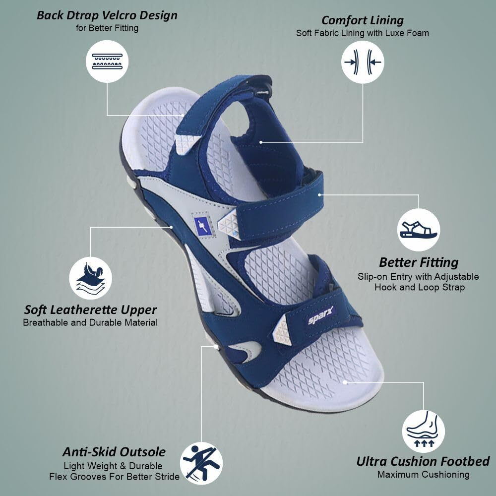 Sparx mens SS 453 | Latest, Daily Use, Stylish Floaters | Grey Sport Sandal - 8 UK (SS 453)