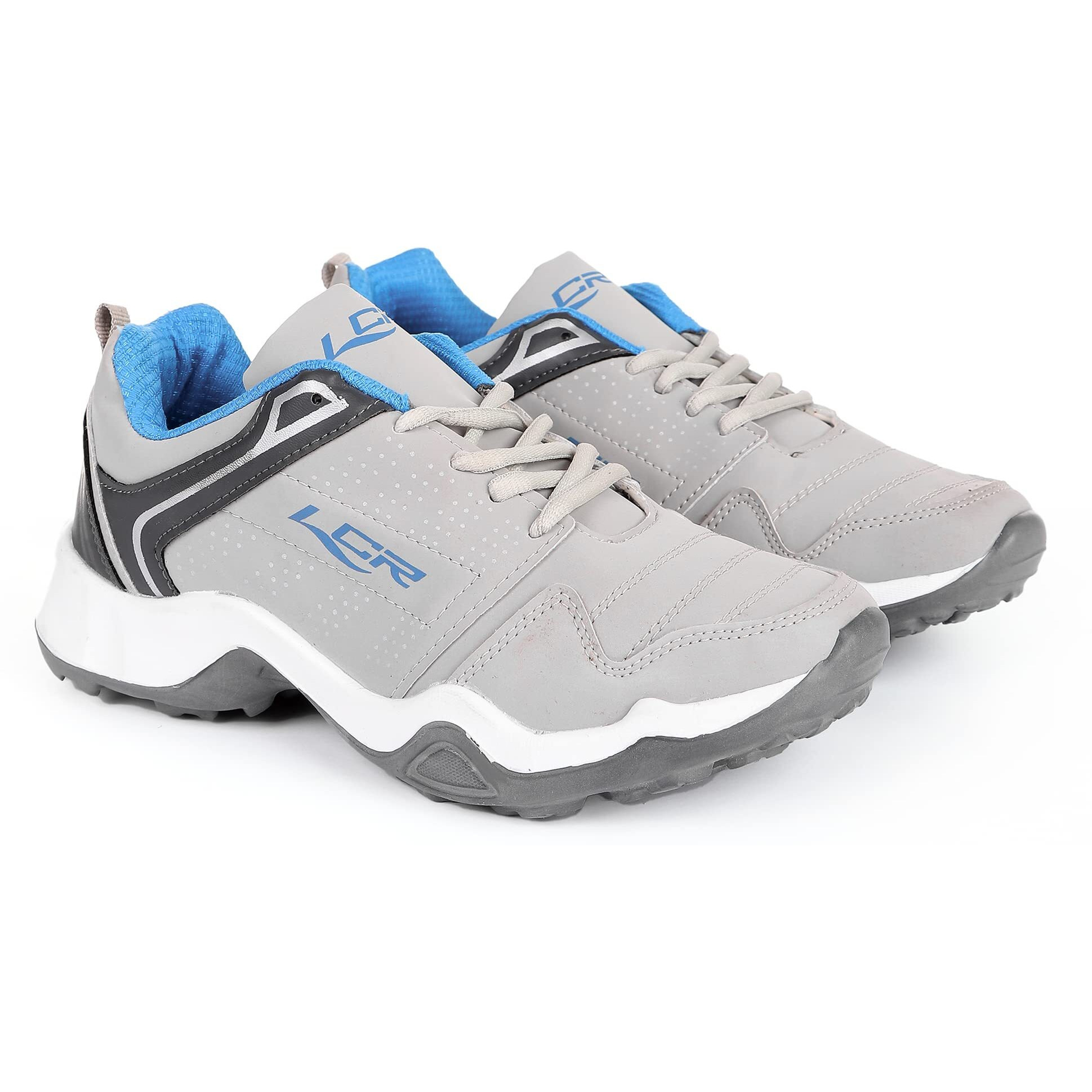 Lancer Mens INDUS-251 Grey Blue Running Shoe - 10 UK (INDUS-251LGR-RBL-10)