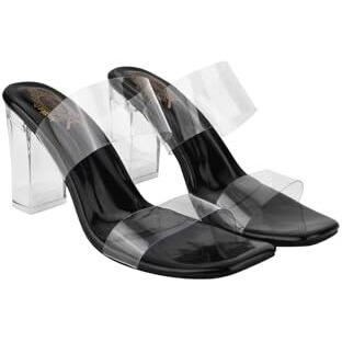 Shoetopia womens Heel-3977 Black Heeled Sandal - 7 UK (Heel-3977-Black)
