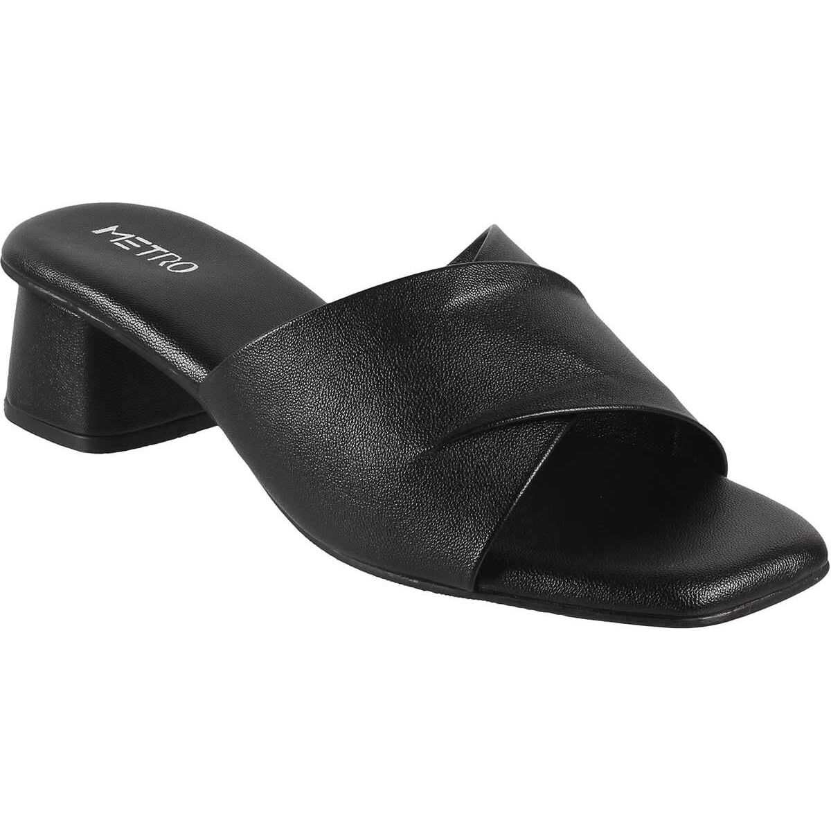 Metro Women's Black Faux Leather Formal Block Heel Fashion Sandals UK/5 EU/38 (40-144)
