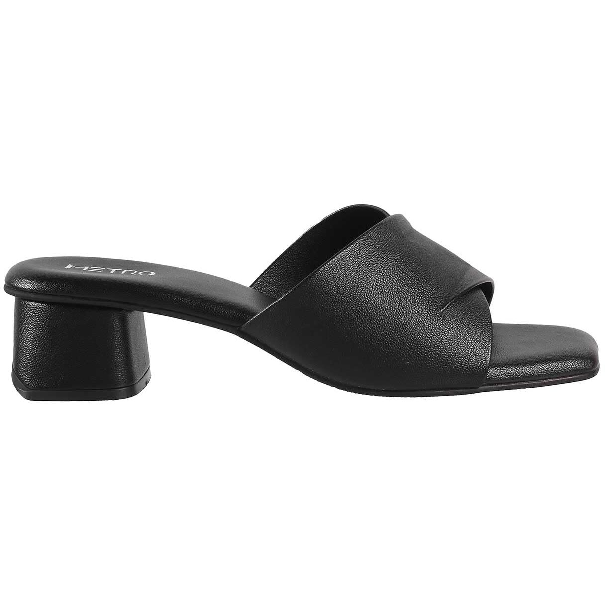 Metro Women's Black Faux Leather Formal Block Heel Fashion Sandals UK/5 EU/38 (40-144)