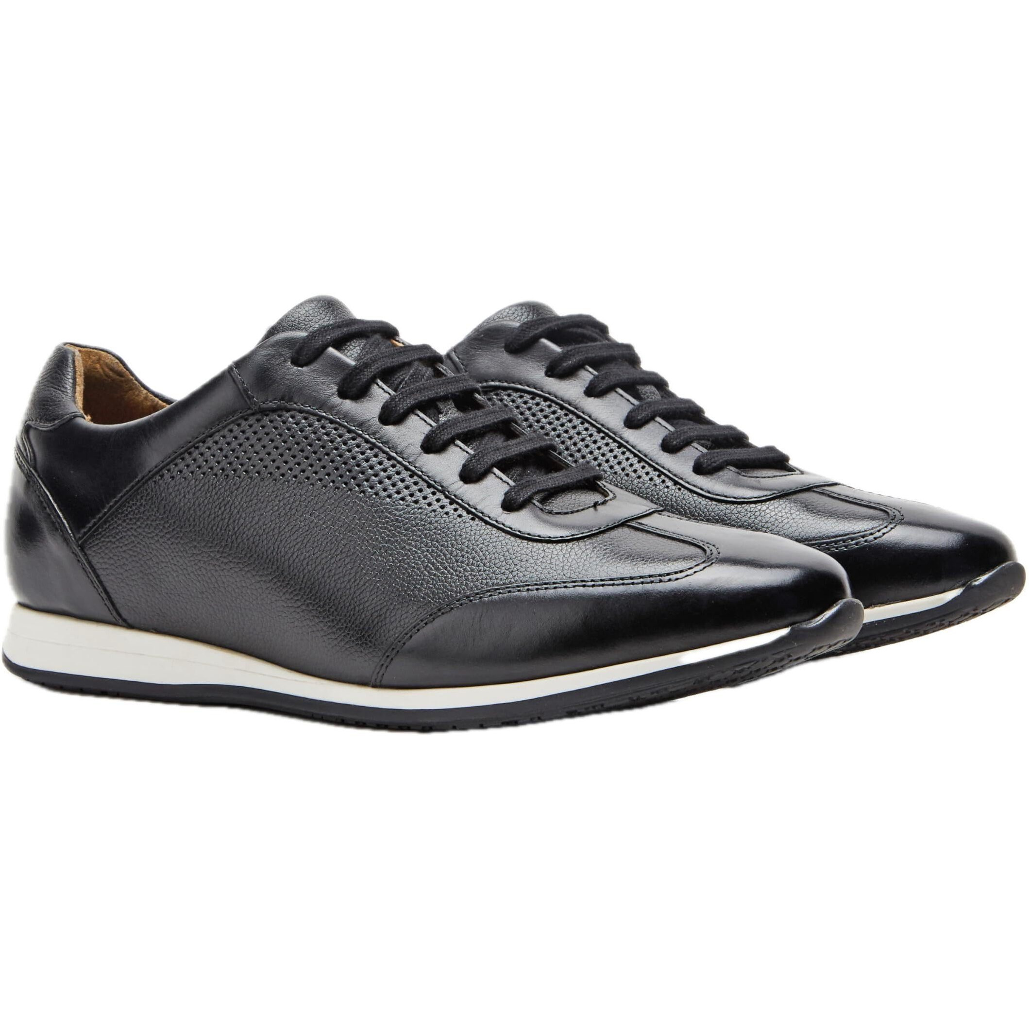 Symbol Premium Men's Smart Casual Black Leather Sneakers_7 UK (SYP-M-CSH-SNK-01)