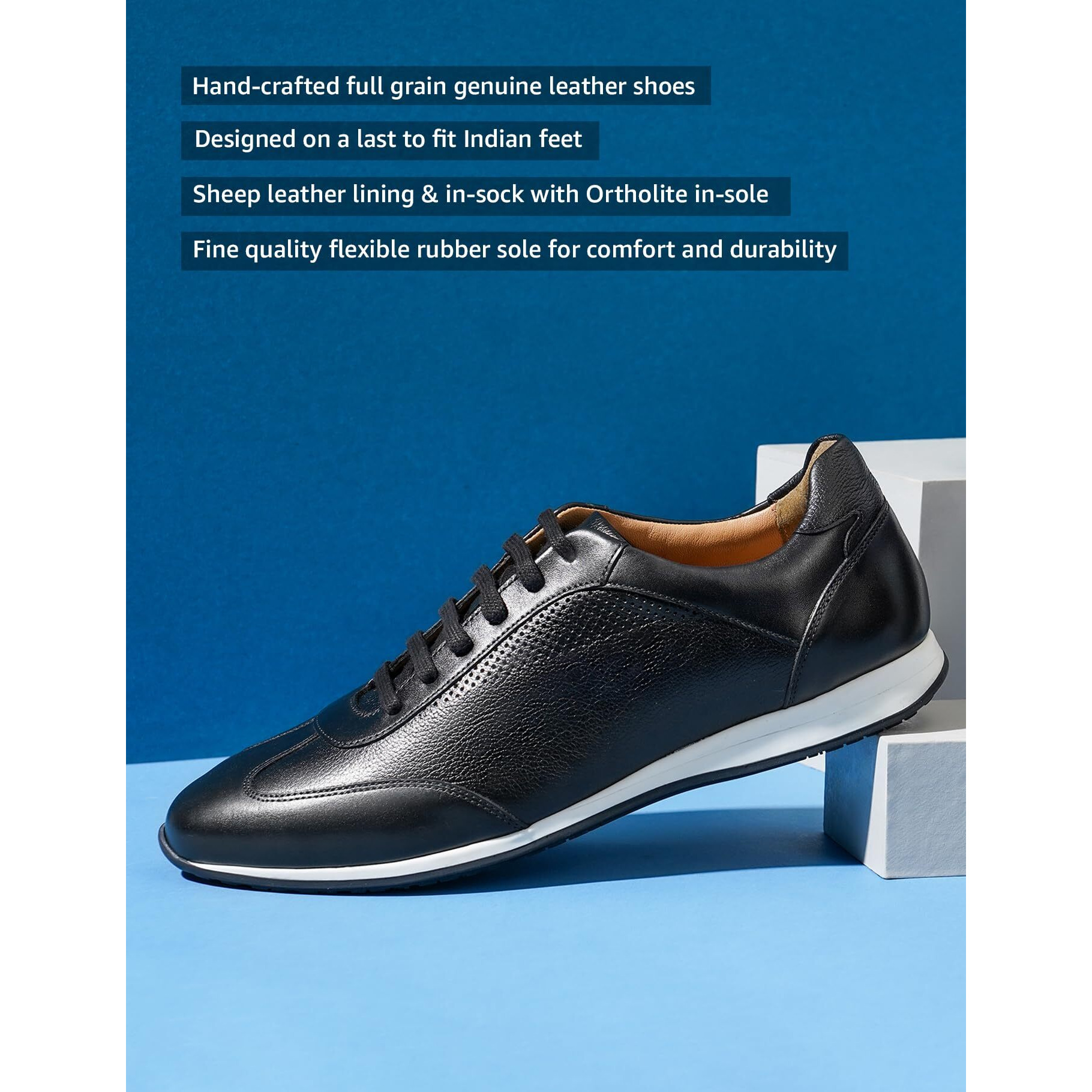 Symbol Premium Men's Smart Casual Black Leather Sneakers_7 UK (SYP-M-CSH-SNK-01)