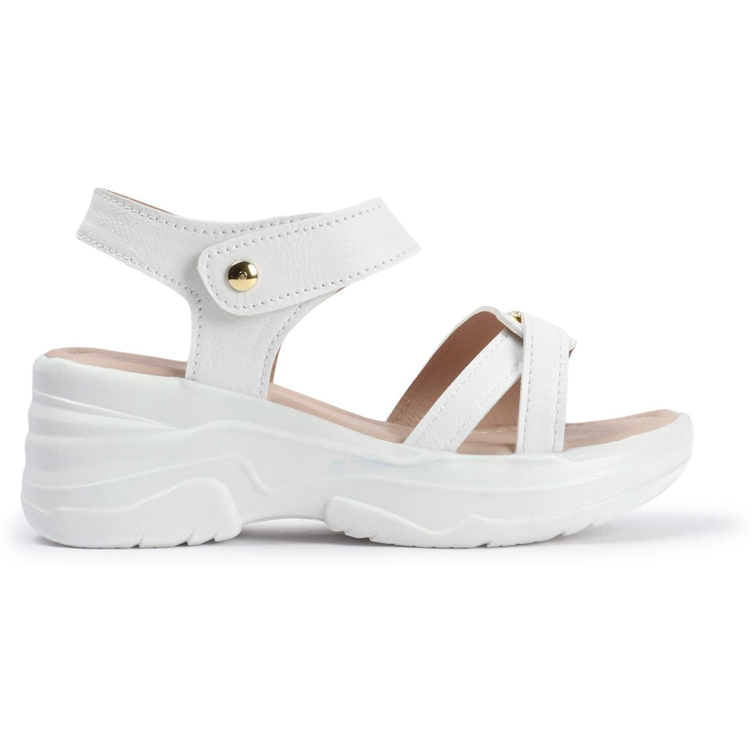 Vendoz Women Casual Wear White Wedges Sandal