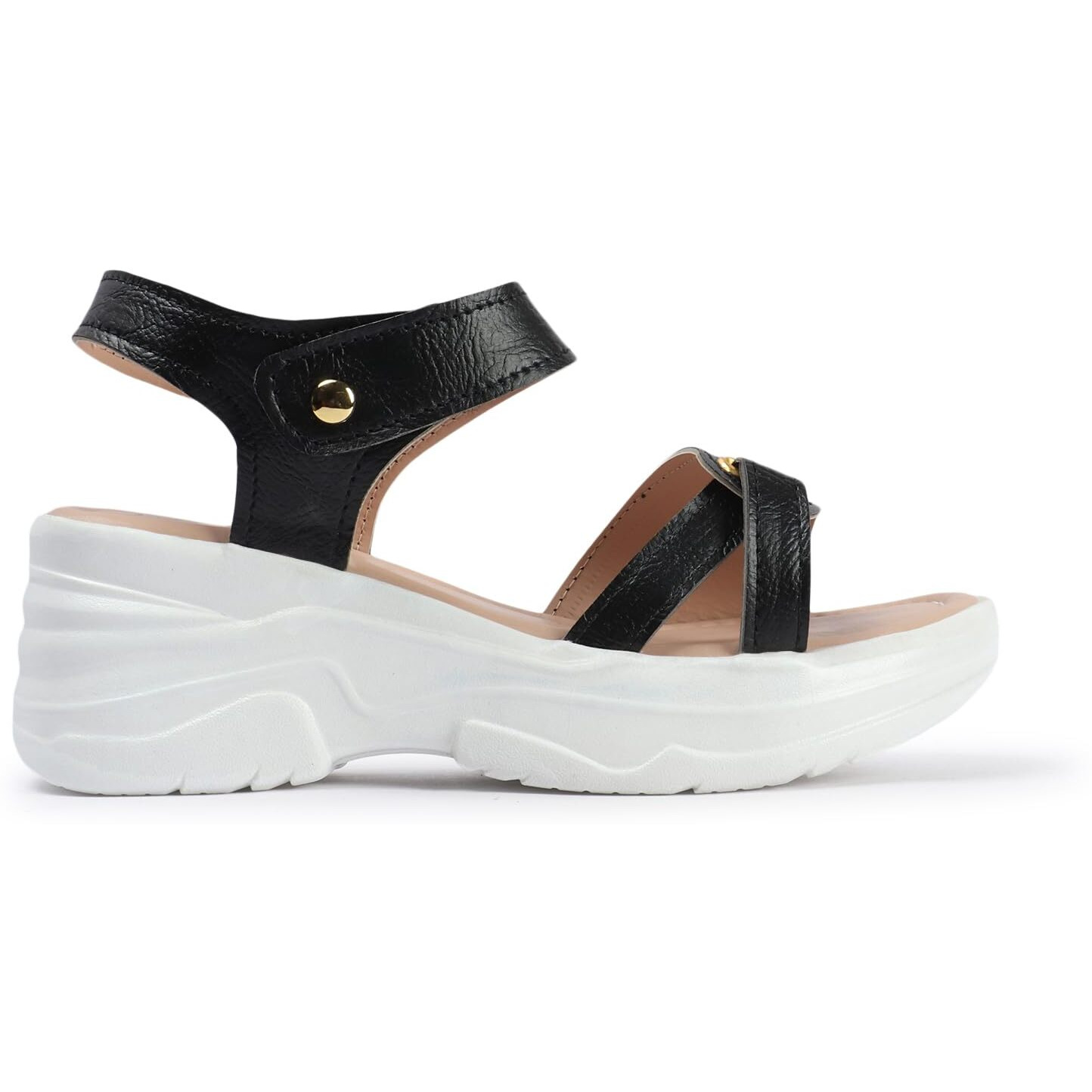 Vendoz Women Casual Wear Black Wedges Sandal