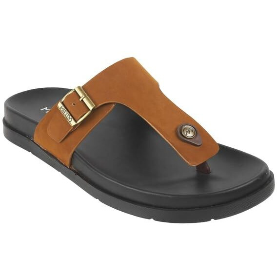 Metro Men Tan Flat Casual/Comfort Synthetic Leather Chappal UK/6 EU/40 (16-761)