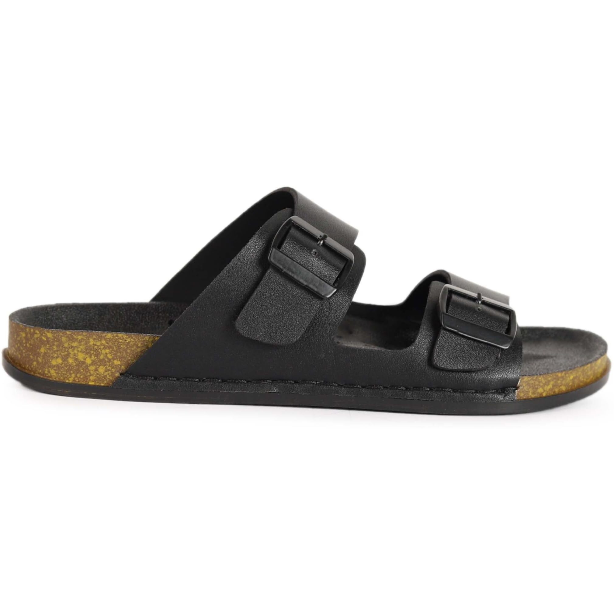 AADI Men's Black Synthetic Leather Lightweight Comfortable Indoor Outdoor Daily Use Casual Slides/Slippers/Sandals