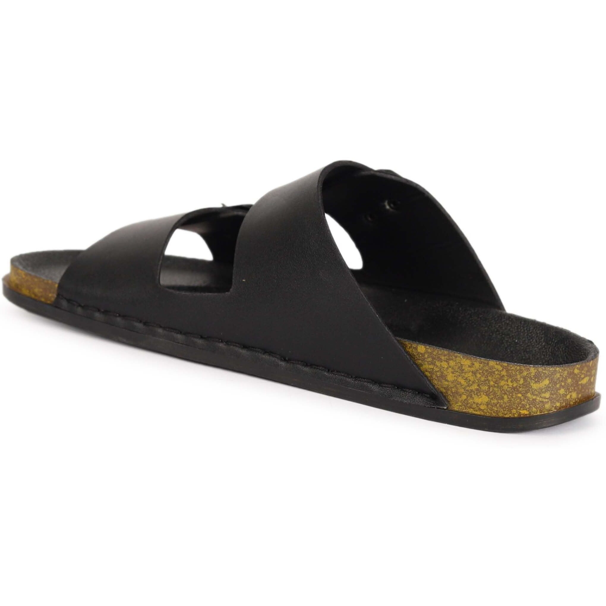 AADI Men's Black Synthetic Leather Lightweight Comfortable Indoor Outdoor Daily Use Casual Slides/Slippers/Sandals