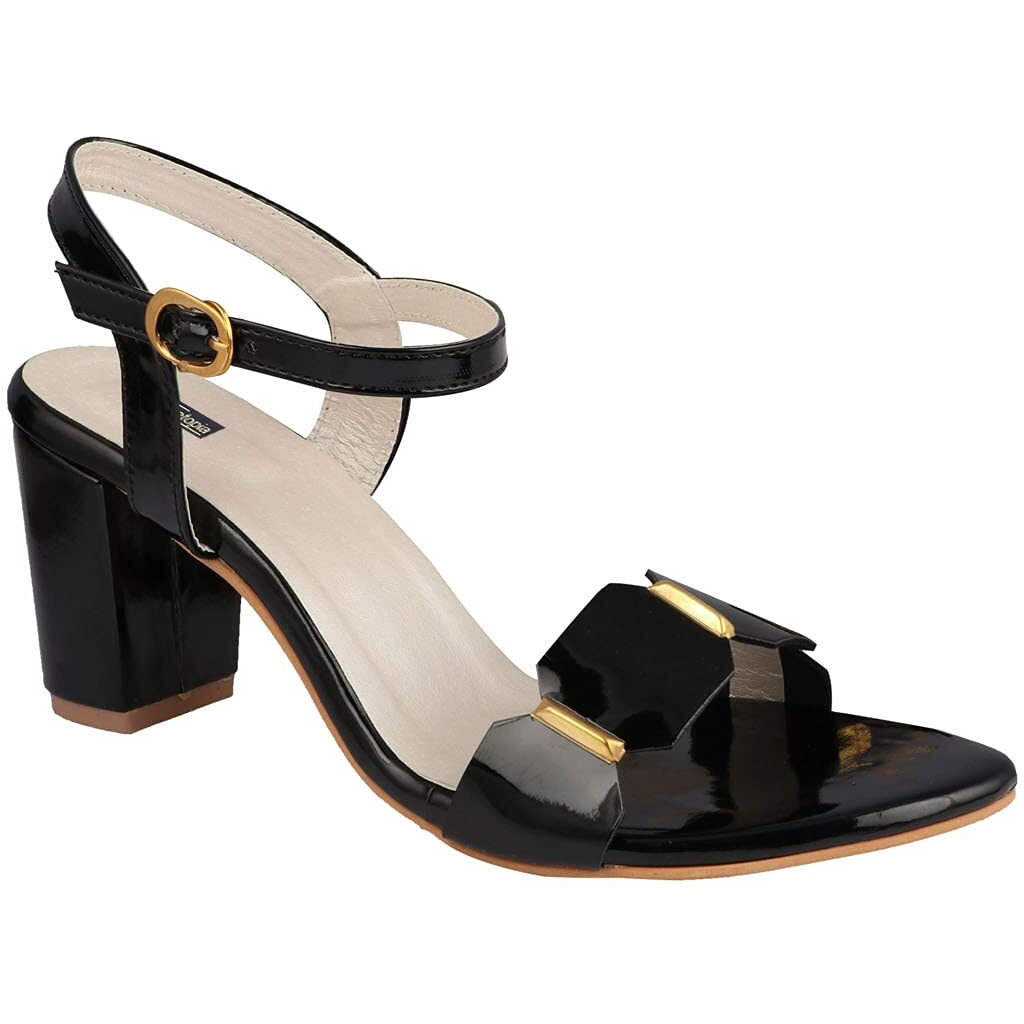 Shoetopia Womens/Girls Black Backstrap Solid Block Heels-EU37