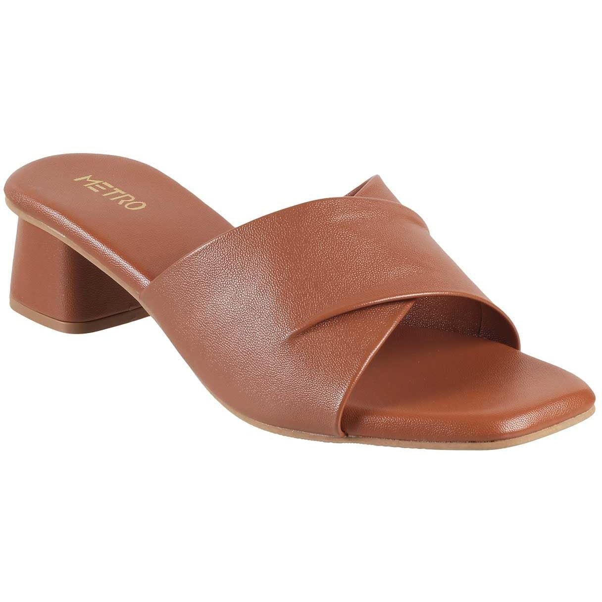 Metro Women Tan Block Heel Fashion Sandal UK/8 EU/41 (40-144)