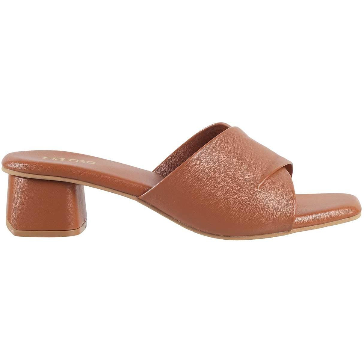 Metro Women Tan Block Heel Fashion Sandal UK/8 EU/41 (40-144)