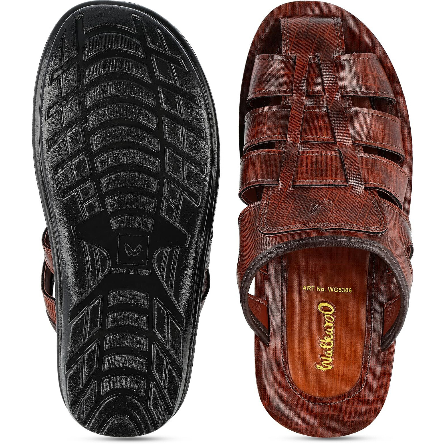 WALKAROO WG5306 Mens Sandals for dailywear and regular use for Indoor & Outdoor - Brown