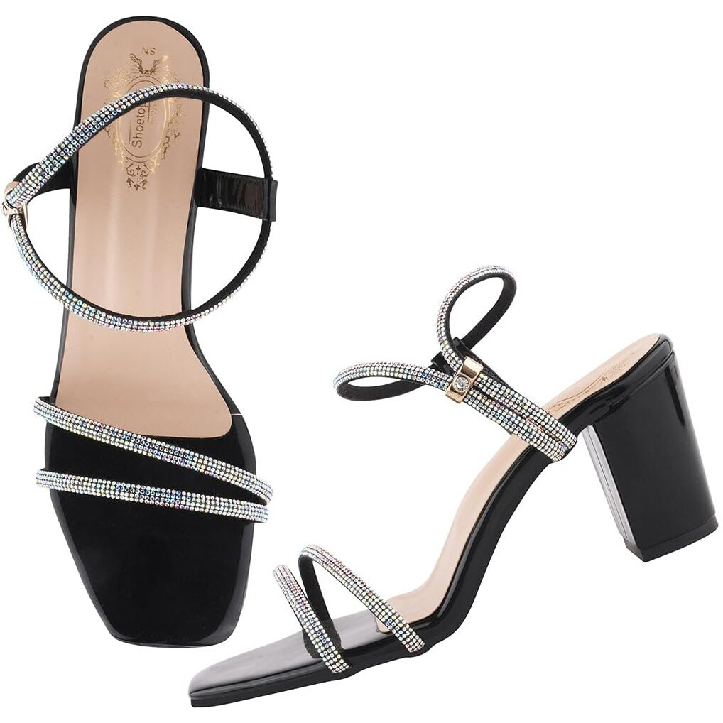 Shoetopia Women's Heel-1246 Black Heeled Sandal-8 Kids UK (Heel-1246-Black)-EU41