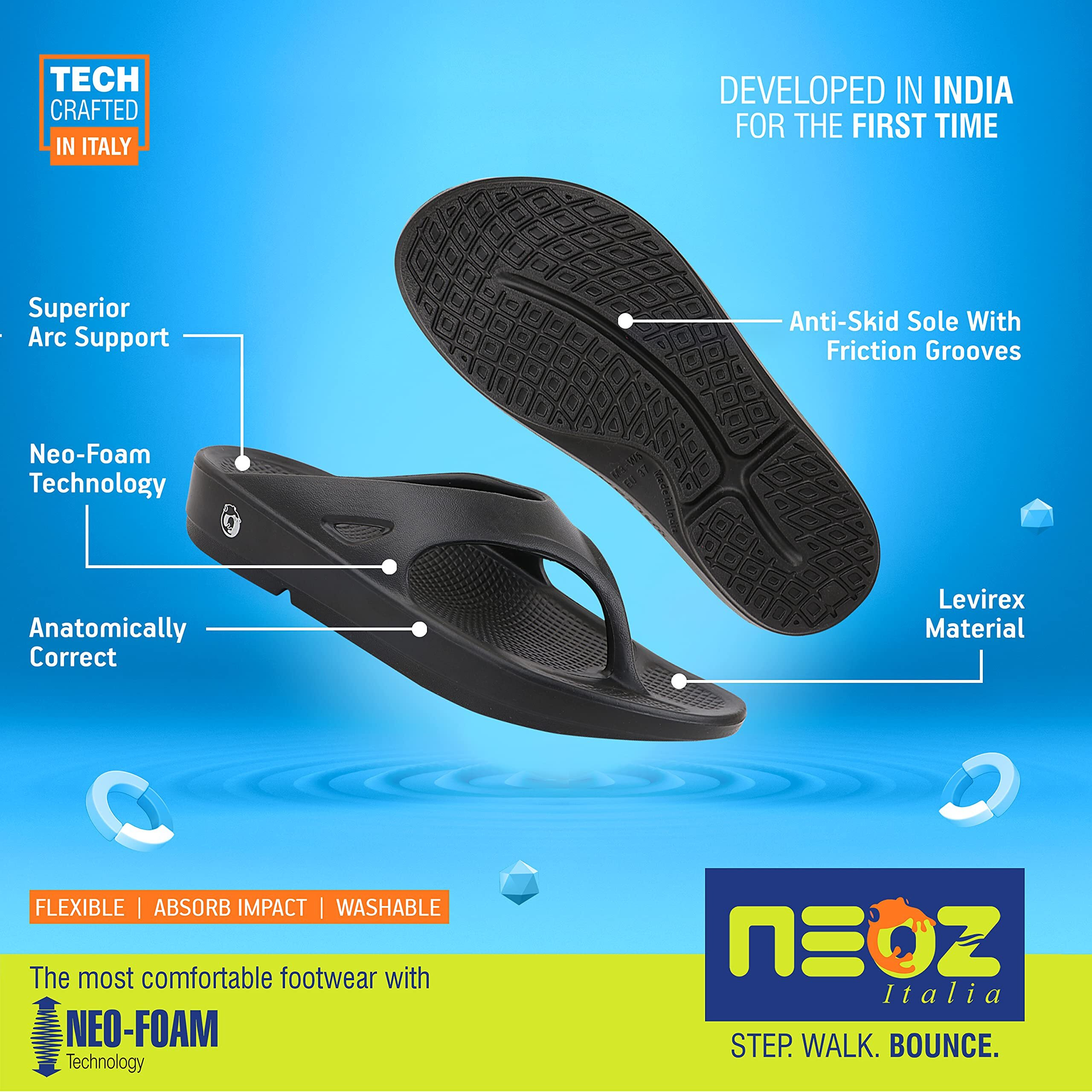 Neoz Ultra Soft Women's Slippers with Cushion FootBed for Adult | Comfortable & Light Weight| Stylish & Anti-Skid| Waterproof & Everyday Flip Flops for Ladies/Girls, W-CLASSIC-NERO_6