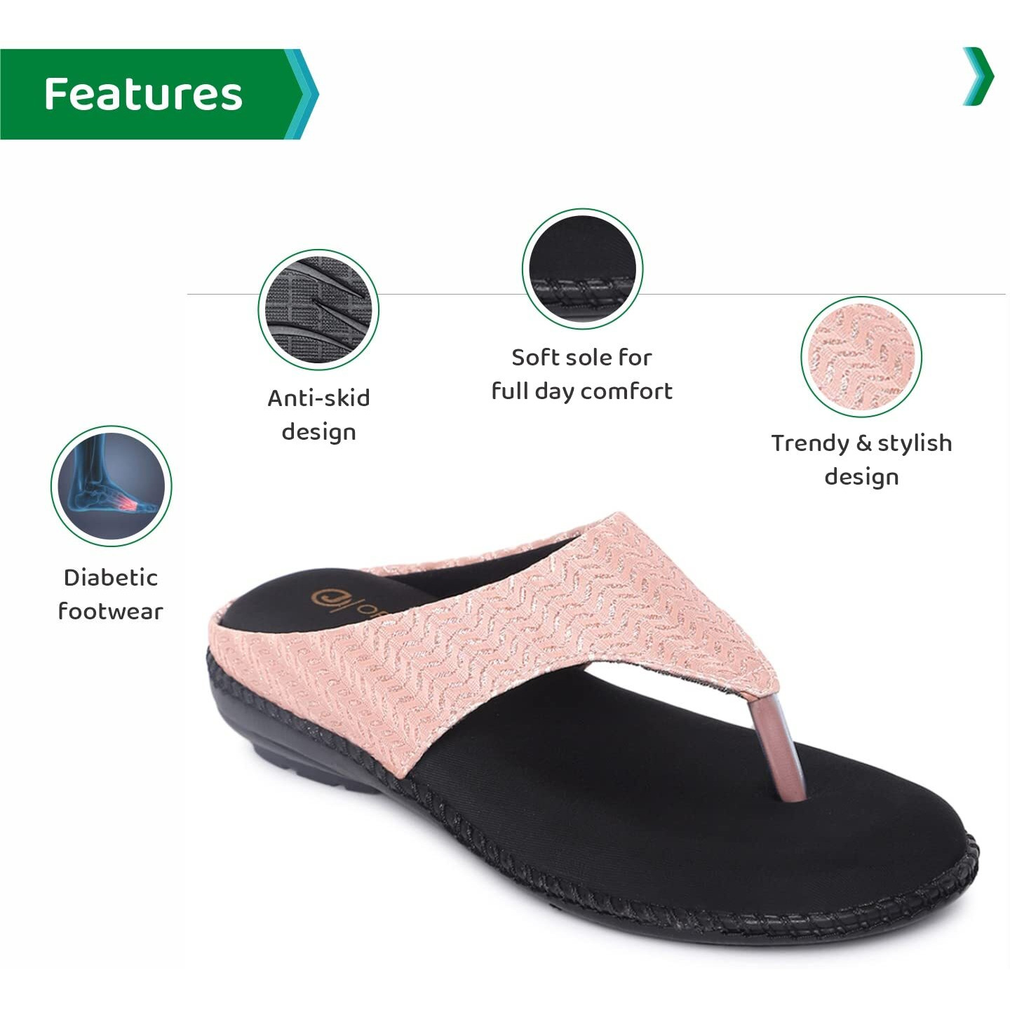 ORTHO JOY Women's Extra-Soft Fancy Doctor Slippers (Pink)