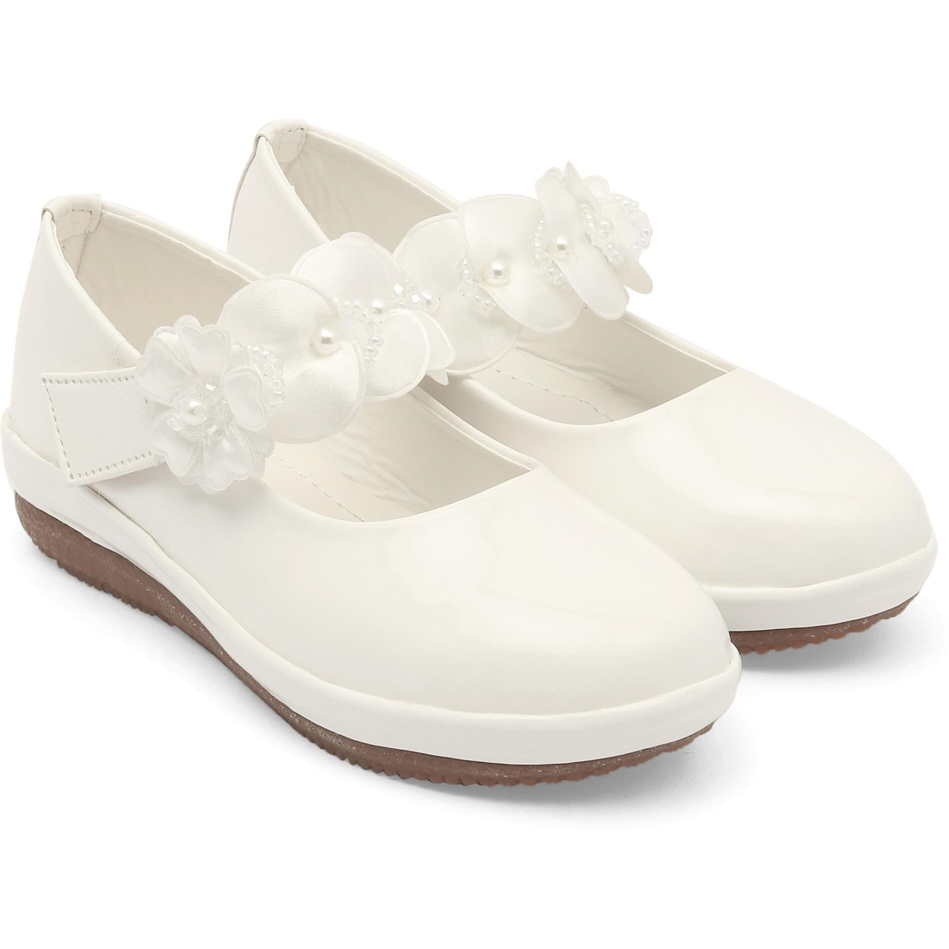 SIYA Freeplay Strap Ballerinas for Girls (White)