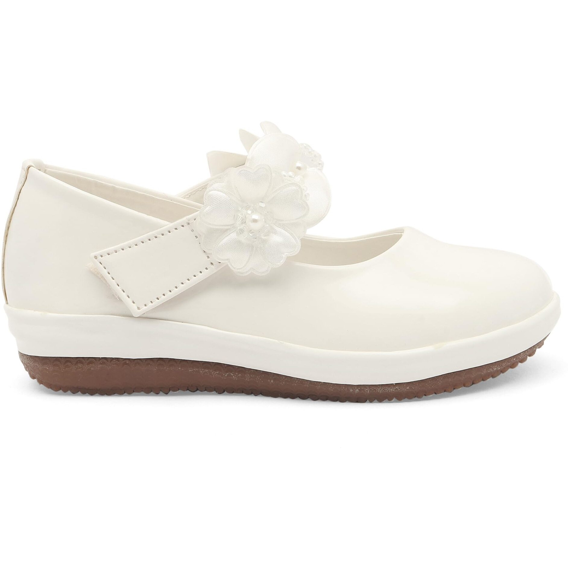 SIYA Freeplay Strap Ballerinas for Girls (White)