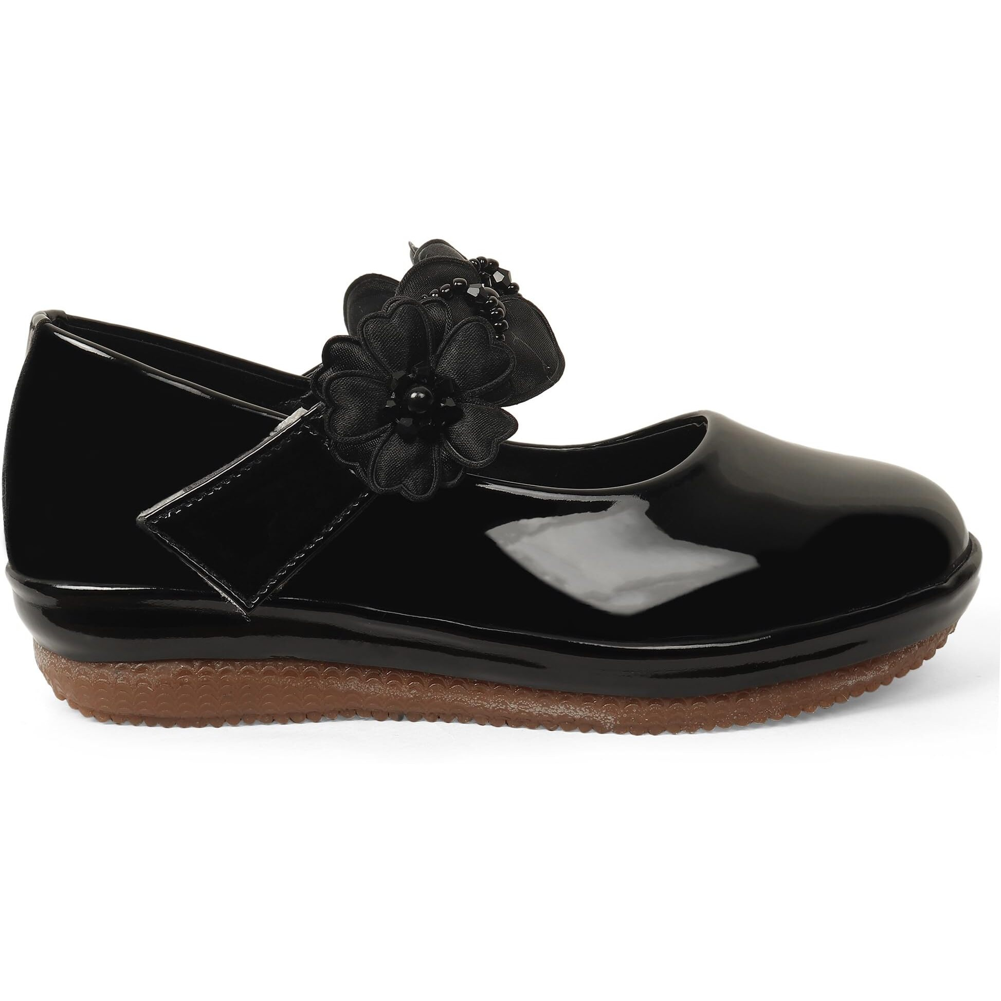 SIYA Freeplay Strap Ballerinas for Girls (Black)