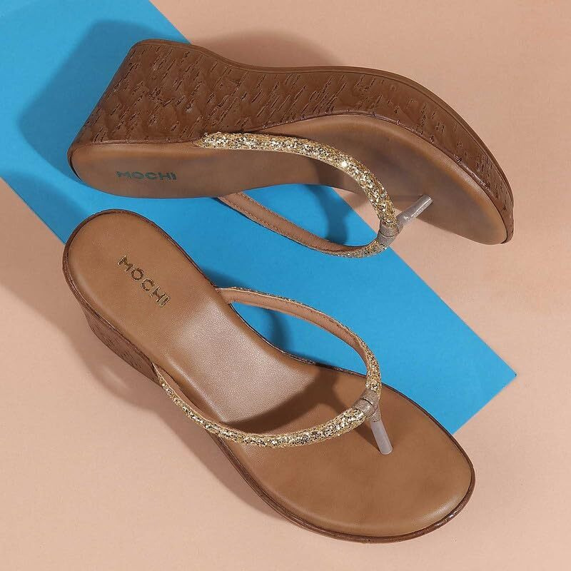 Mochi Womens Synthetic Gold Slip Ons (Size (5 UK (38 EU))