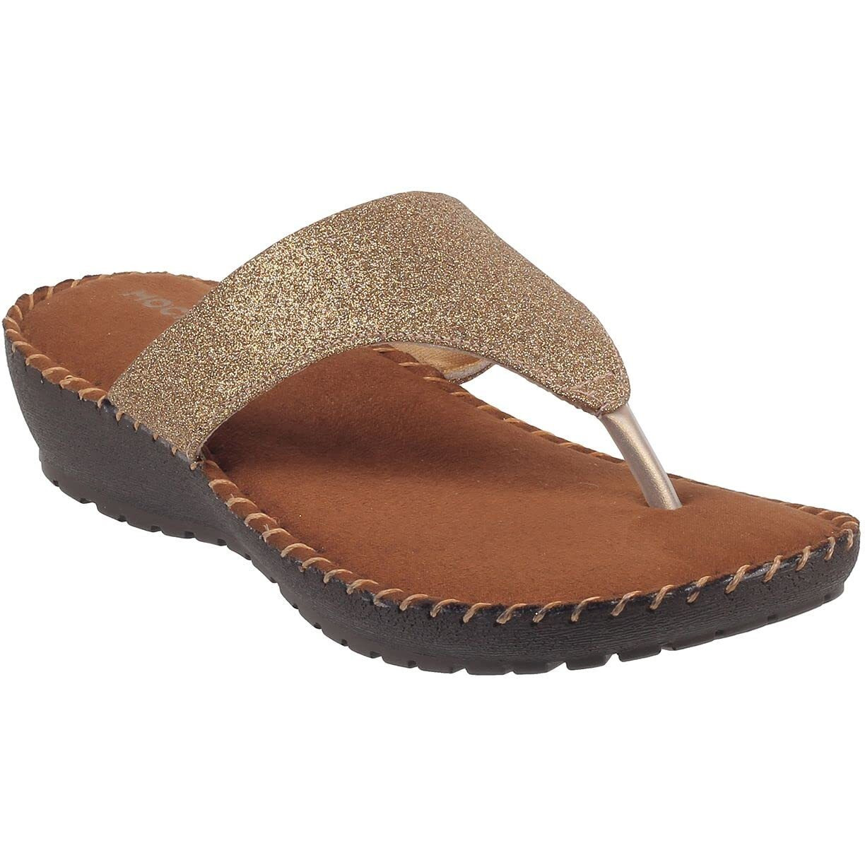 Mochi Women Ant Gold Suede Leather Comfort Slip-on Sandal UK/7 EU/40 (44-1827)