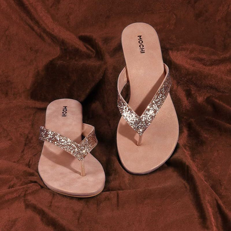 Mochi Womens Synthetic Rose Gold Slippers (Size (6 UK (39 EU))