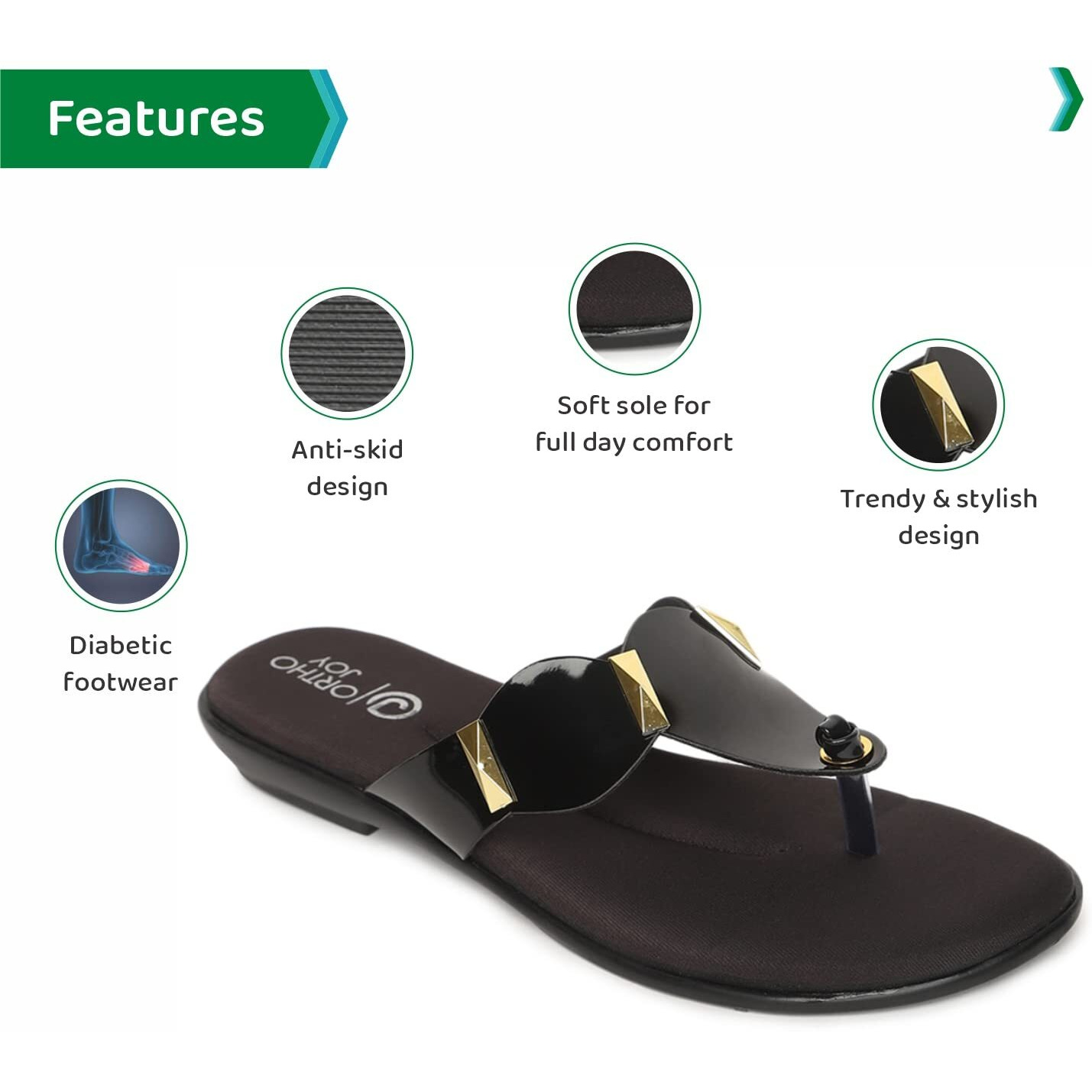 ORTHO JOY Fancy doctor slippers | Soft and stylish chappal for women | Comfortable flat sandals for women stylish
