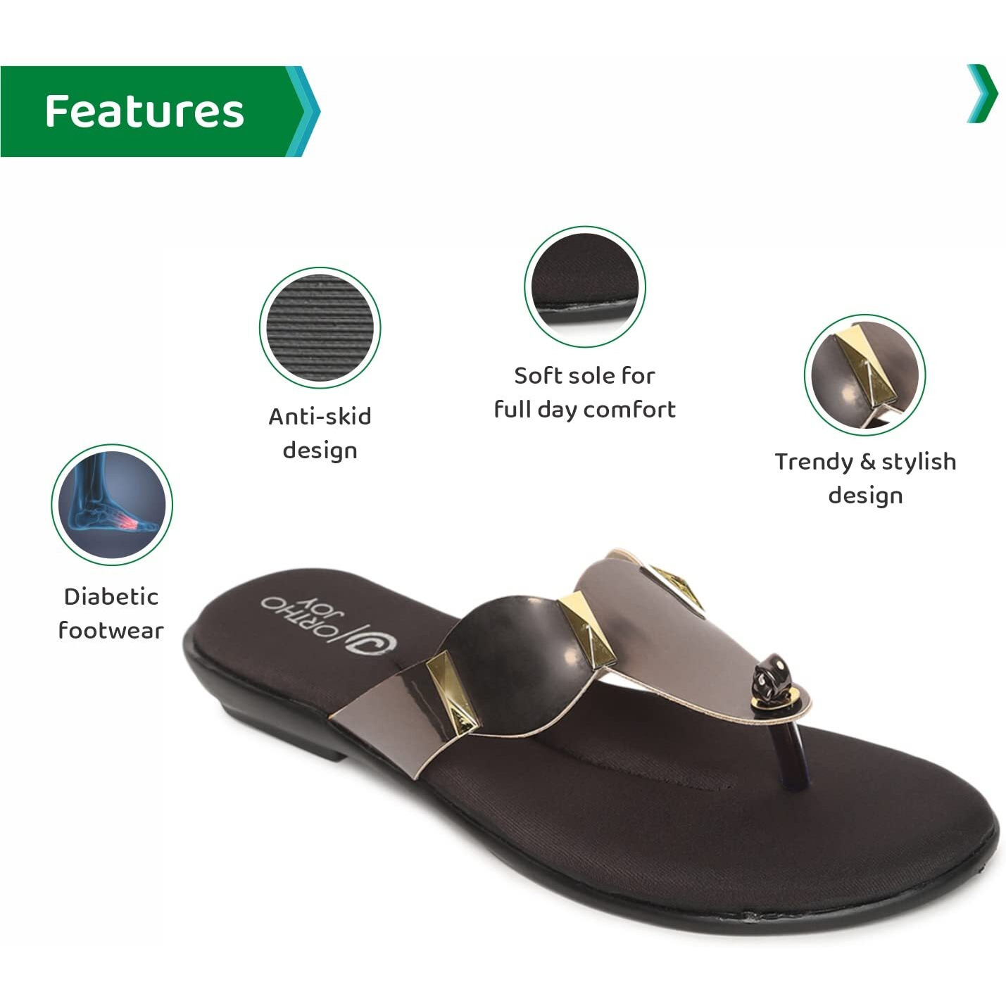 ORTHO JOY Fancy doctor slippers | Soft and stylish chappal for women | Comfortable flat sandals for women stylish
