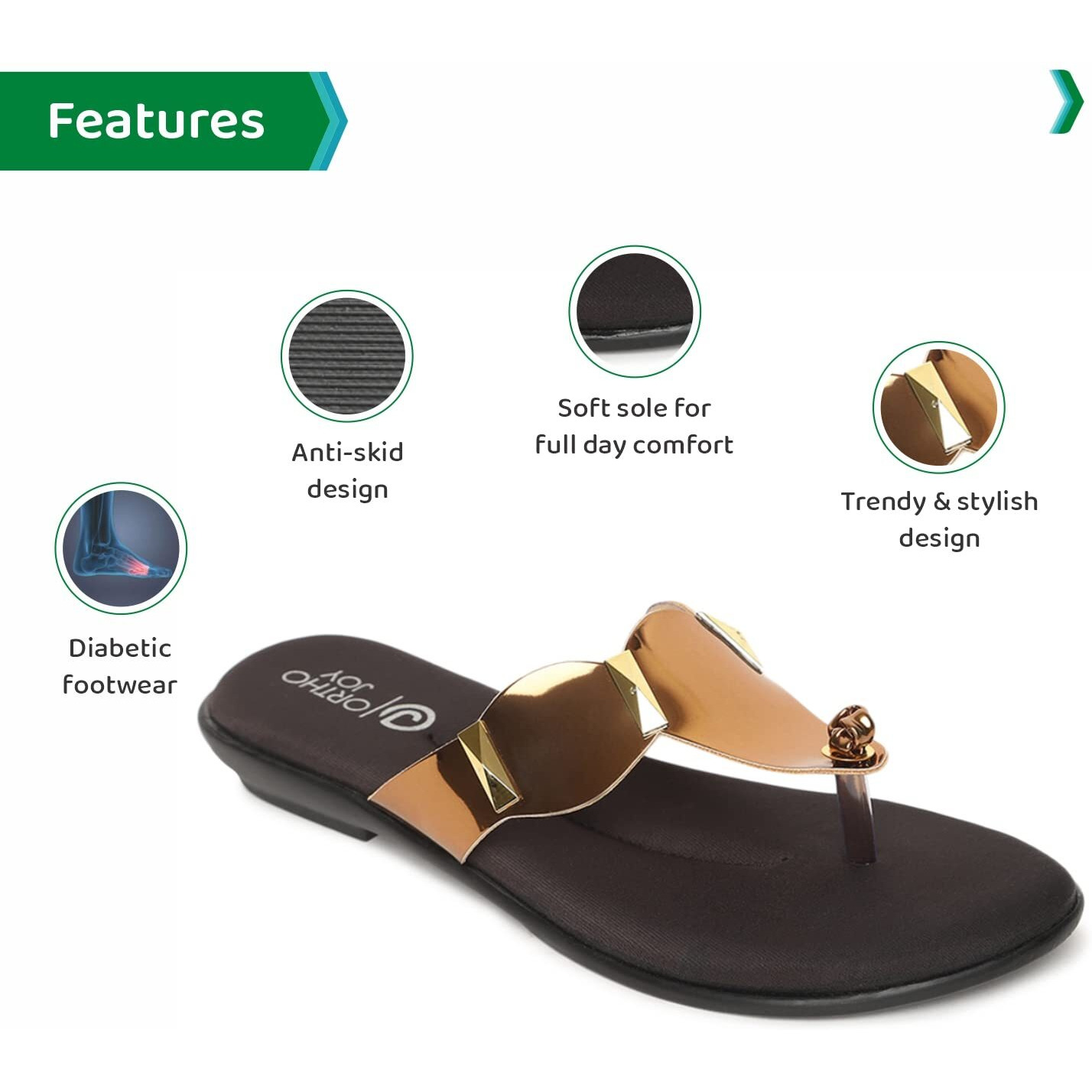ORTHO JOY Fancy doctor slippers | Soft and stylish chappal for women | Comfortable flat sandals for women stylish